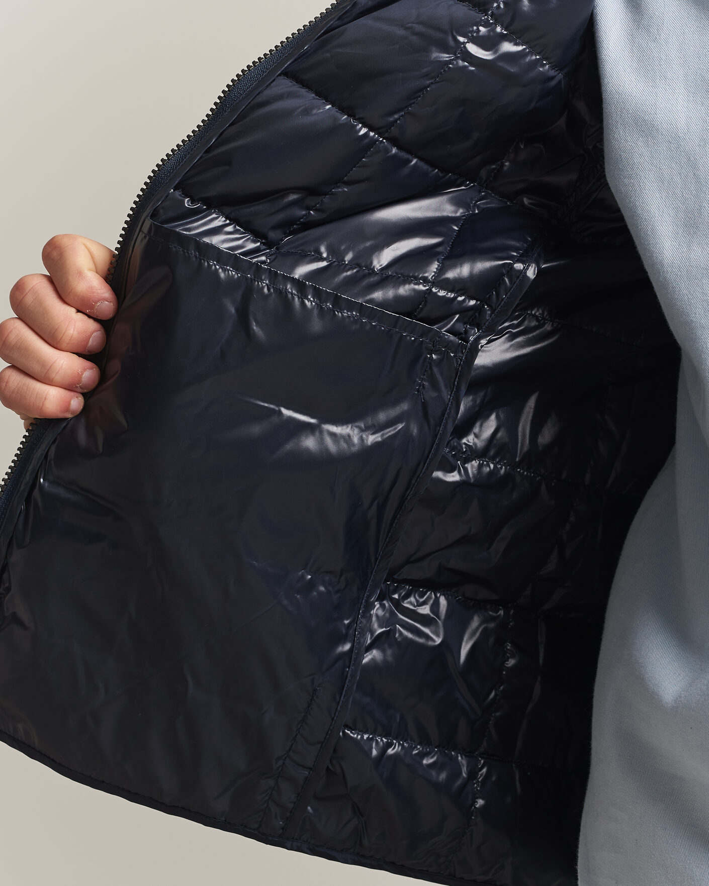 Uomini | Giacche | TAION | High Neck Full Zip Lightweight Down Jacket Dark Navy