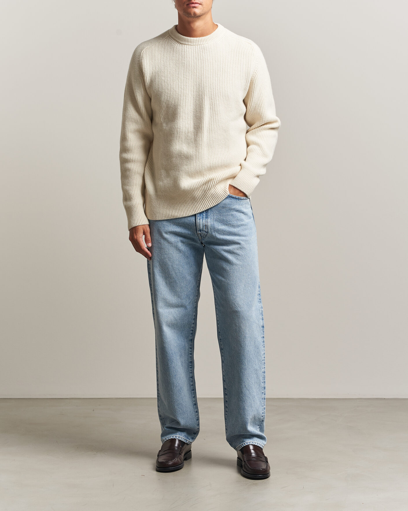 Uomini | Maglieria | Merz b. Schwanen | Merino/Cashmere Knitted Sweater Nature