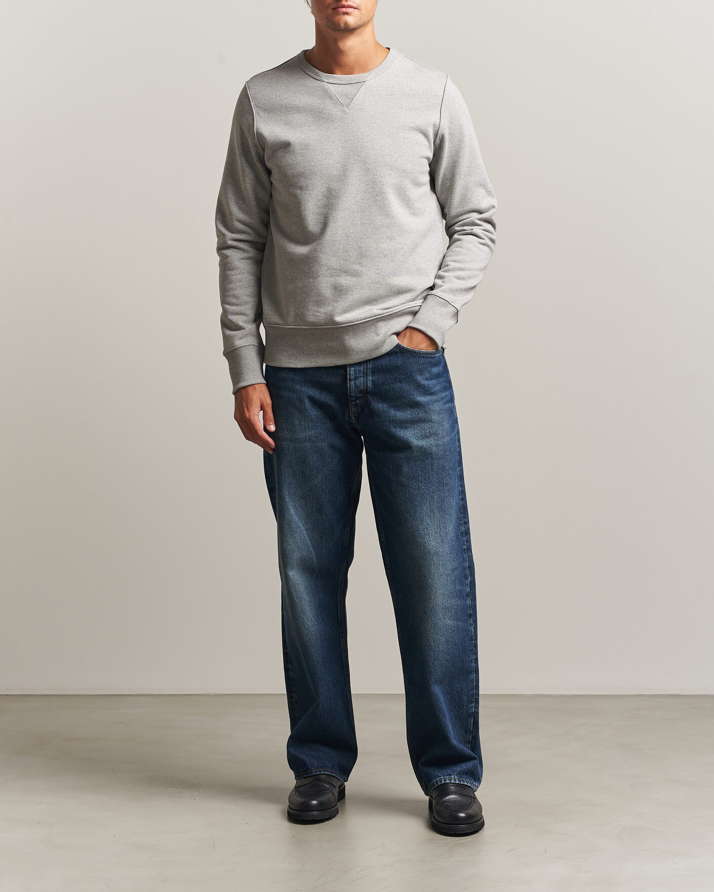Uomini | Maglieria | Merz b. Schwanen | Classic Fit Loopwheeled Heavyweight Sweatshirt Grey Melange