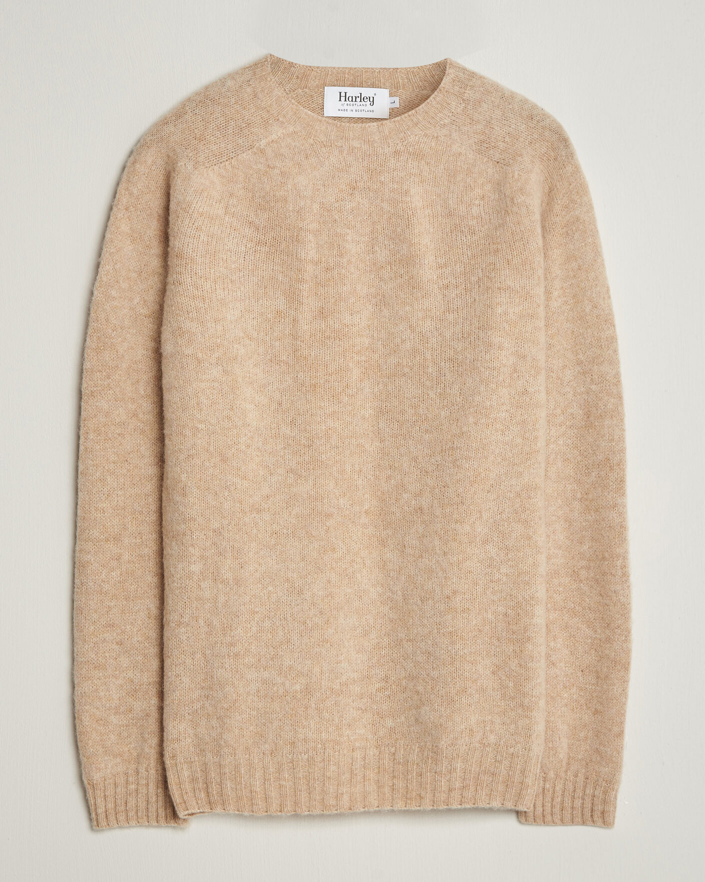 Uomini | Maglieria | Harley Of Scotland | Brushed Supersoft Lambswool Crewneck Calico