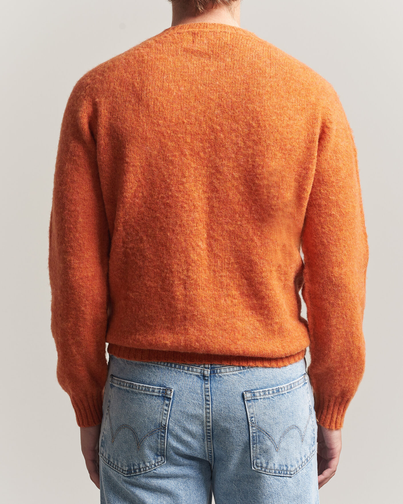 Uomini | Maglieria | Harley Of Scotland | Brushed Supersoft Lambswool Crewneck Satsuma