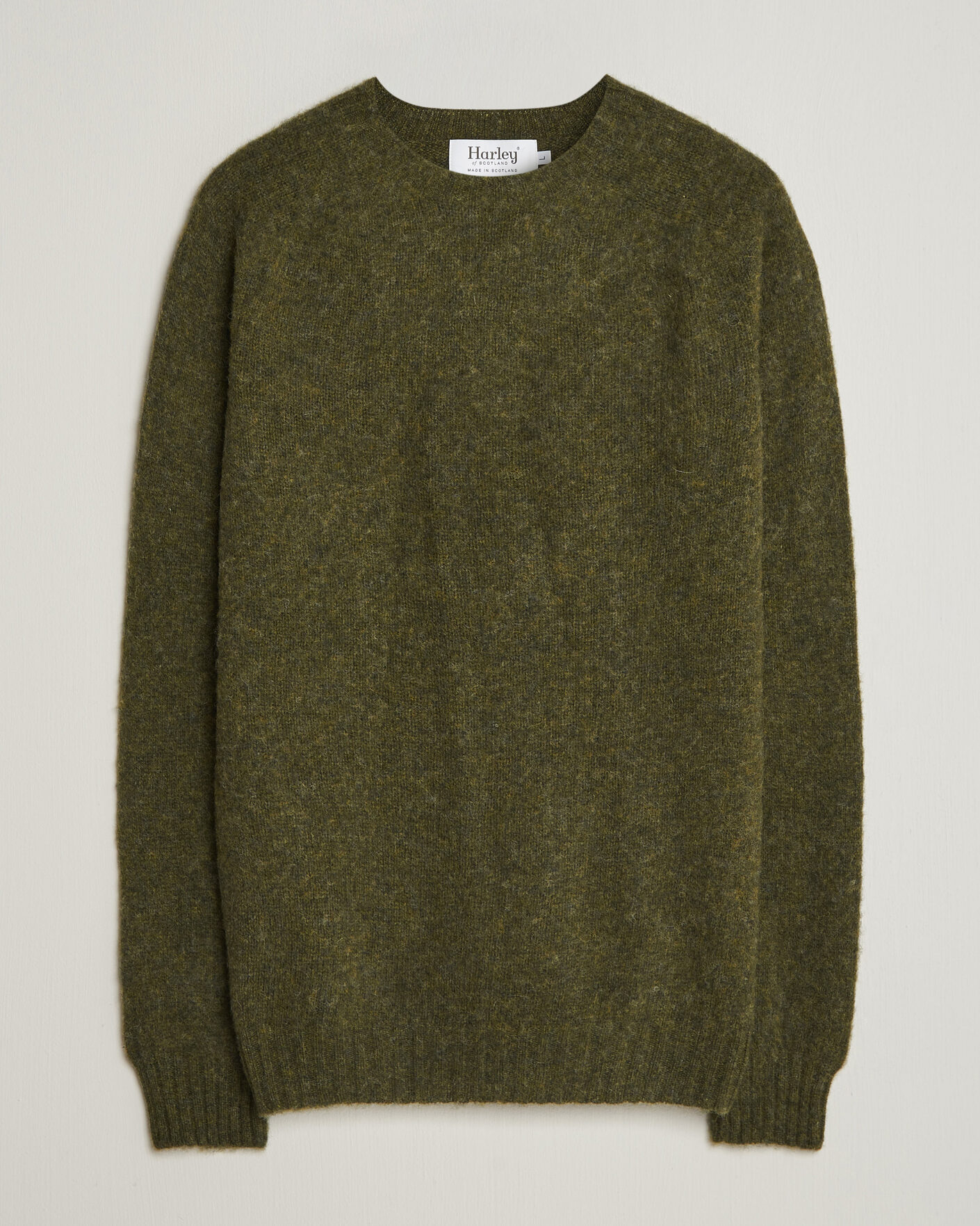 Uomini | Maglieria | Harley Of Scotland | Brushed Supersoft Lambswool Crewneck Scots Pine