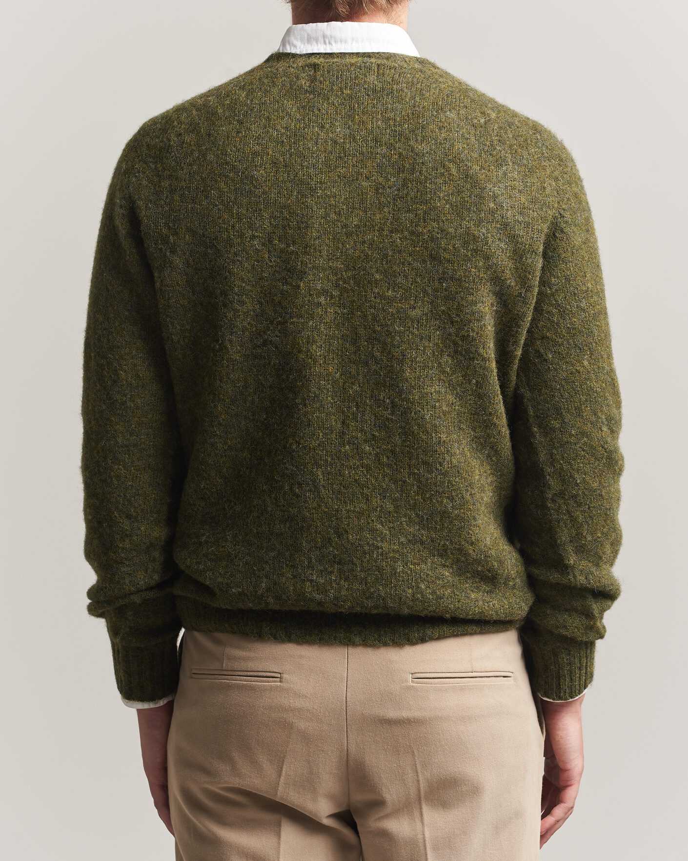 Uomini | Maglieria | Harley Of Scotland | Brushed Supersoft Lambswool Crewneck Scots Pine