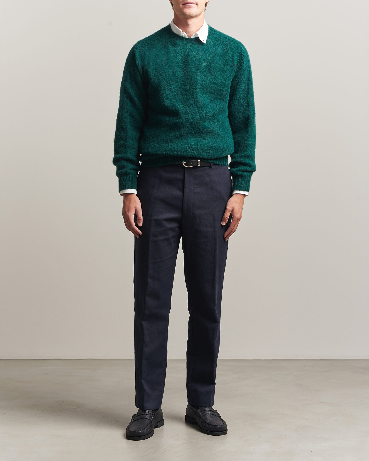 Uomini | Maglieria | Harley Of Scotland | Brushed Supersoft Lambswool Crewneck Tartan