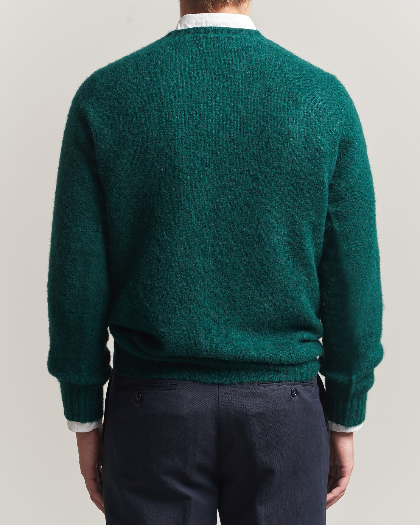 Uomini | Maglieria | Harley Of Scotland | Brushed Supersoft Lambswool Crewneck Tartan