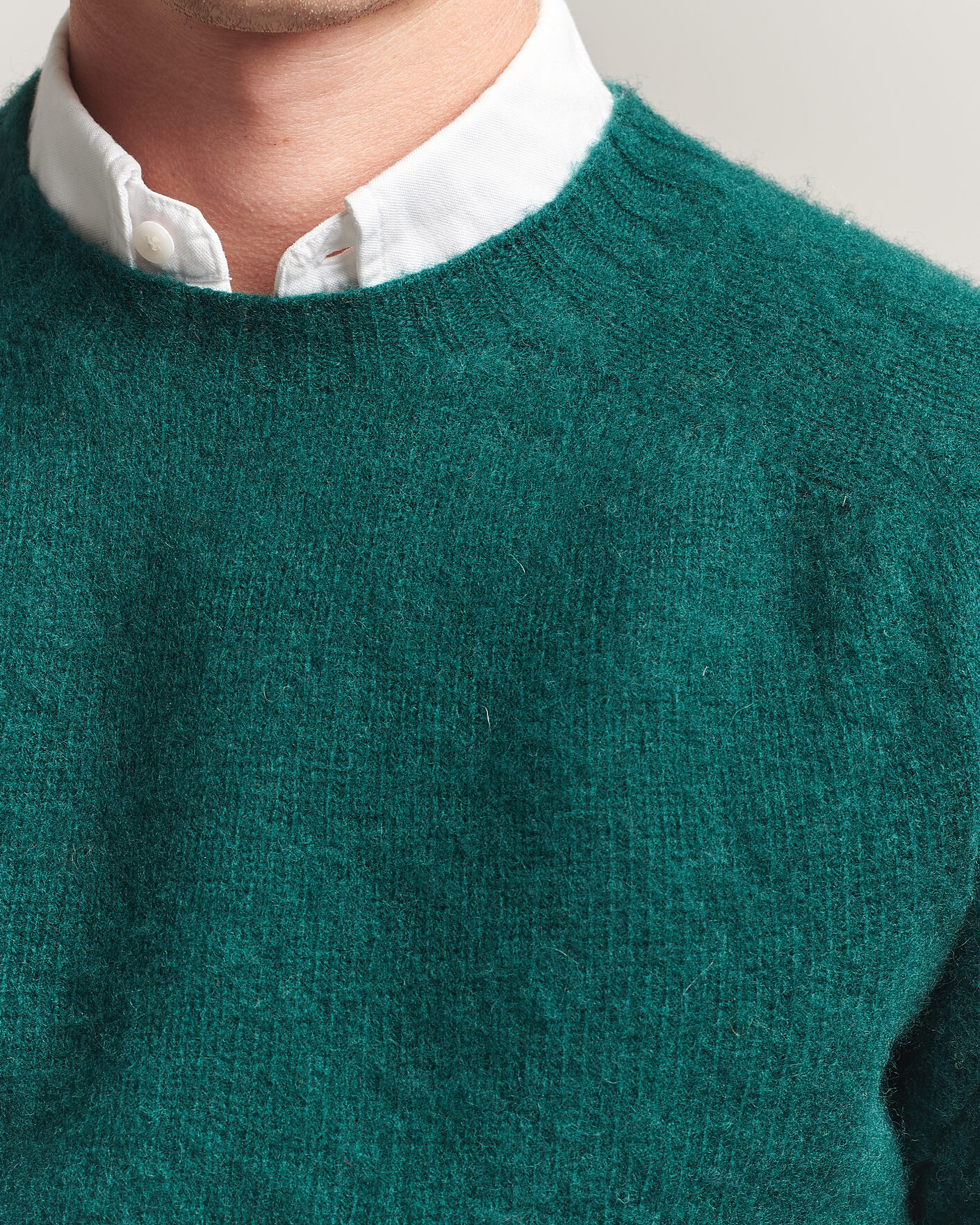 Uomini | Maglieria | Harley Of Scotland | Brushed Supersoft Lambswool Crewneck Tartan