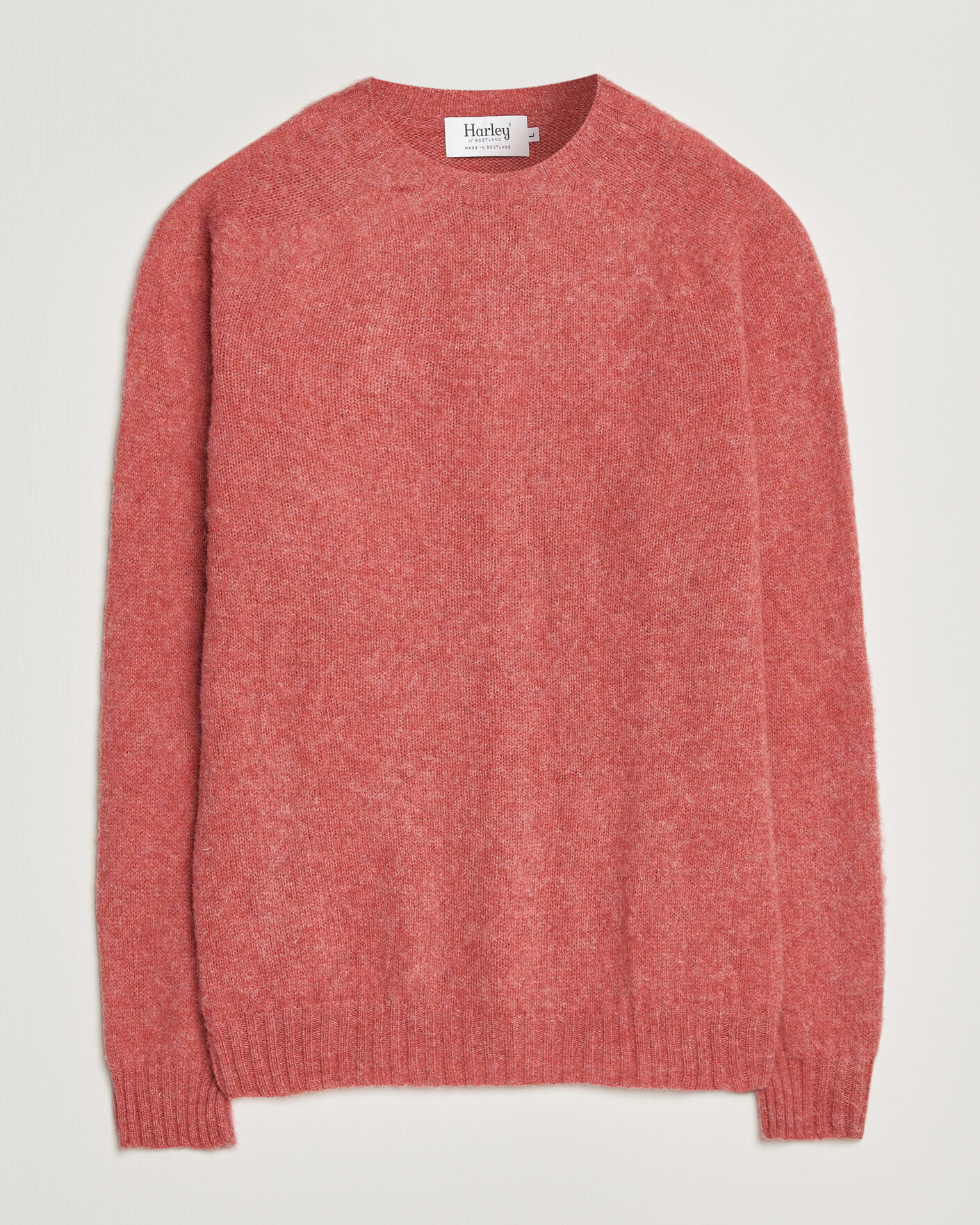 Uomini | Maglieria | Harley Of Scotland | Brushed Supersoft Lambswool Crewneck Tea Rose