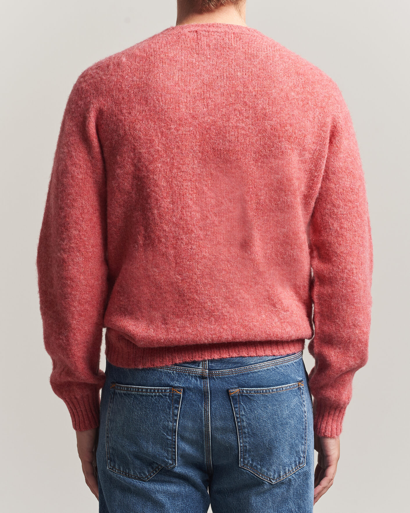 Uomini | Maglieria | Harley Of Scotland | Brushed Supersoft Lambswool Crewneck Tea Rose