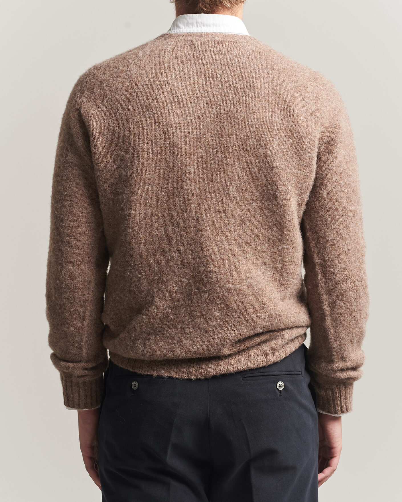 Uomini | Maglieria | Harley Of Scotland | Brushed Supersoft Lambswool Crewneck Tundra