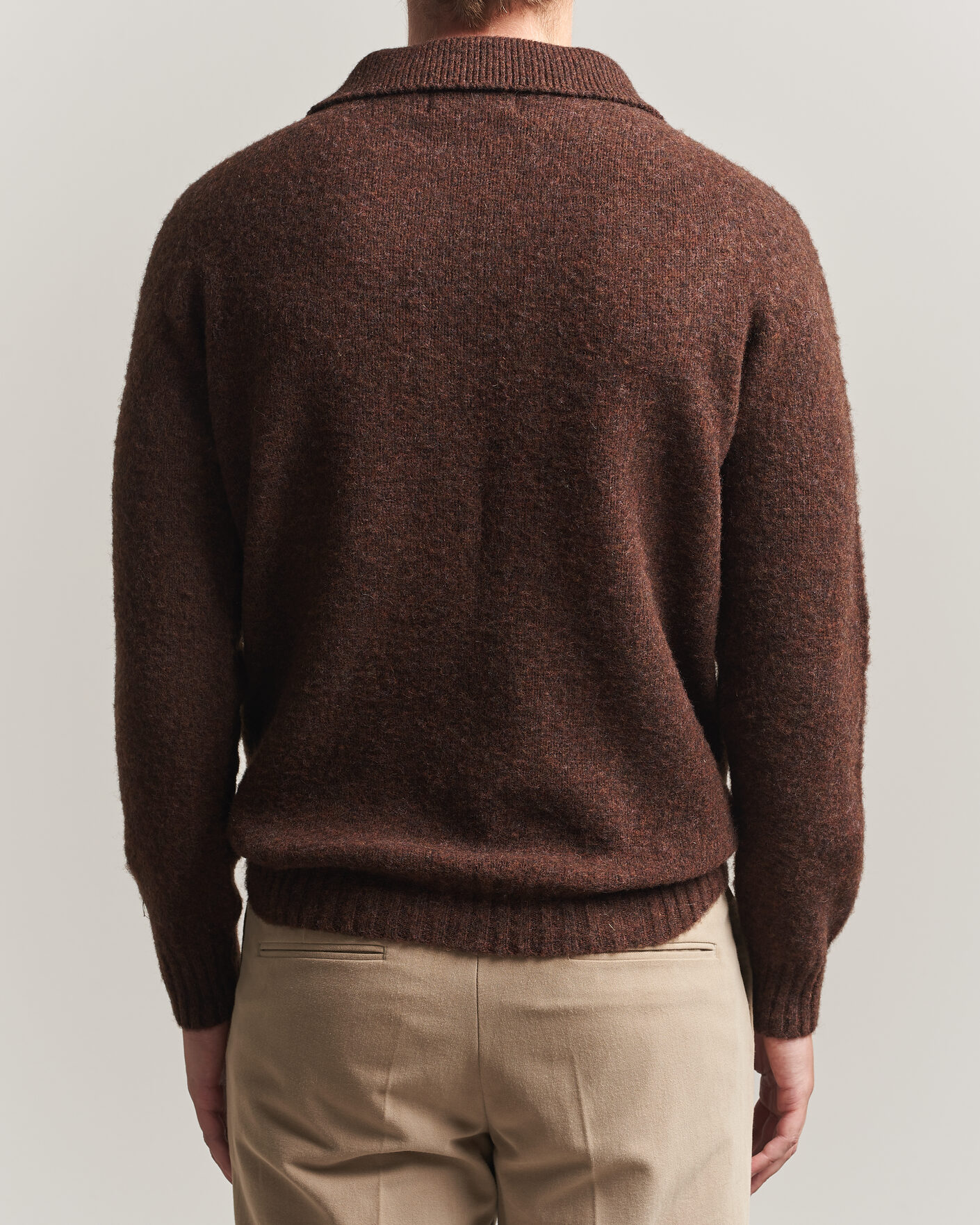 Uomini | Maglieria | Harley Of Scotland | Brushed Supersoft Lambswool Polo Marron