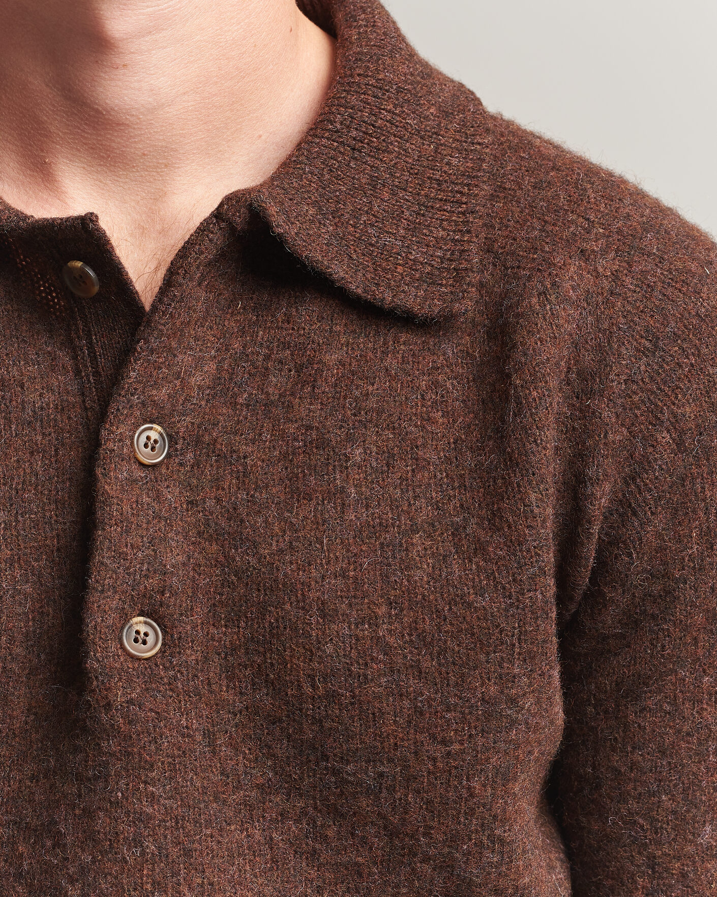 Uomini | Maglieria | Harley Of Scotland | Brushed Supersoft Lambswool Polo Marron