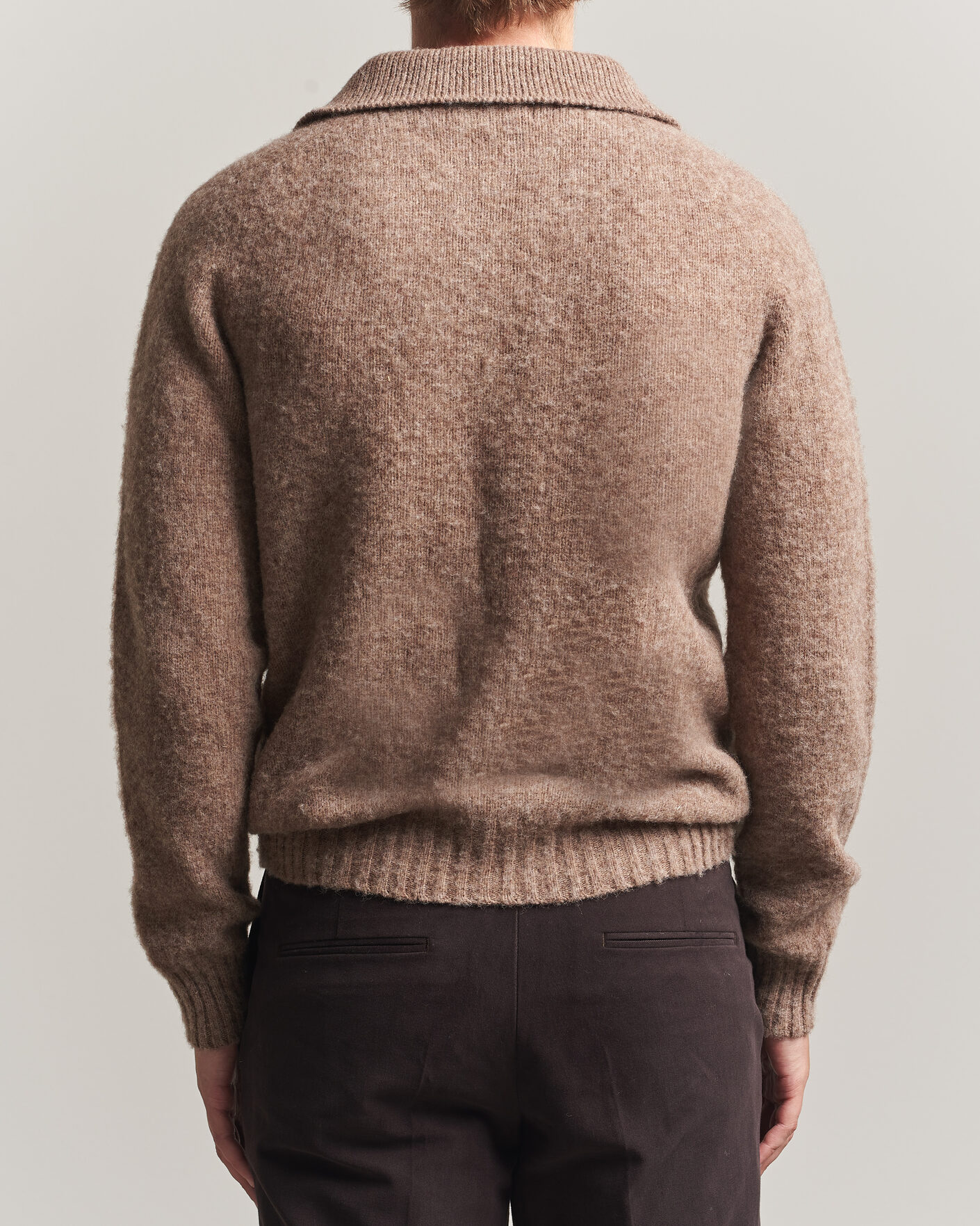 Uomini | Maglieria | Harley Of Scotland | Brushed Supersoft Lambswool Polo Tundra