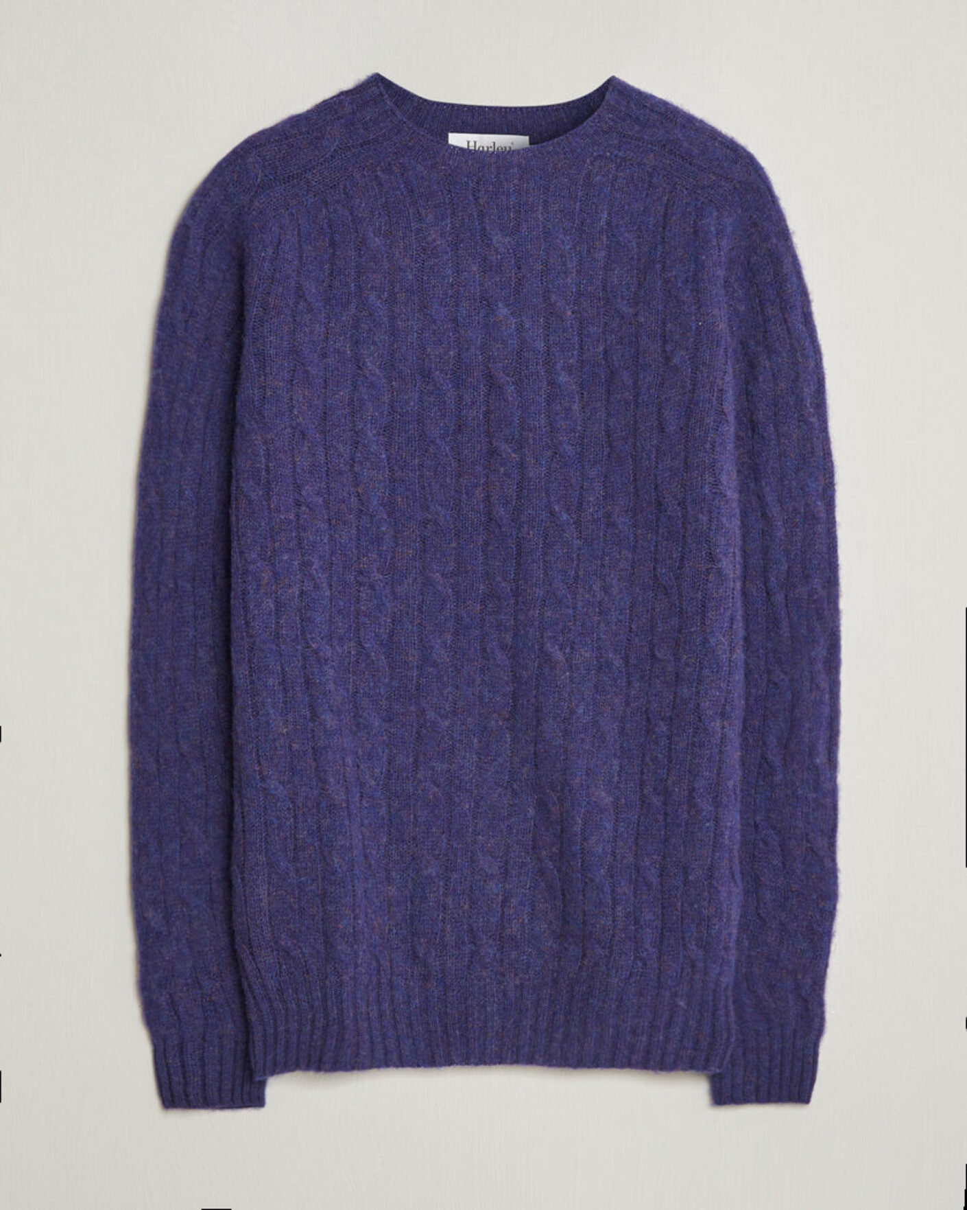 Uomini | Maglieria | Harley Of Scotland | Brushed Supersoft Lambswool Cable Iris