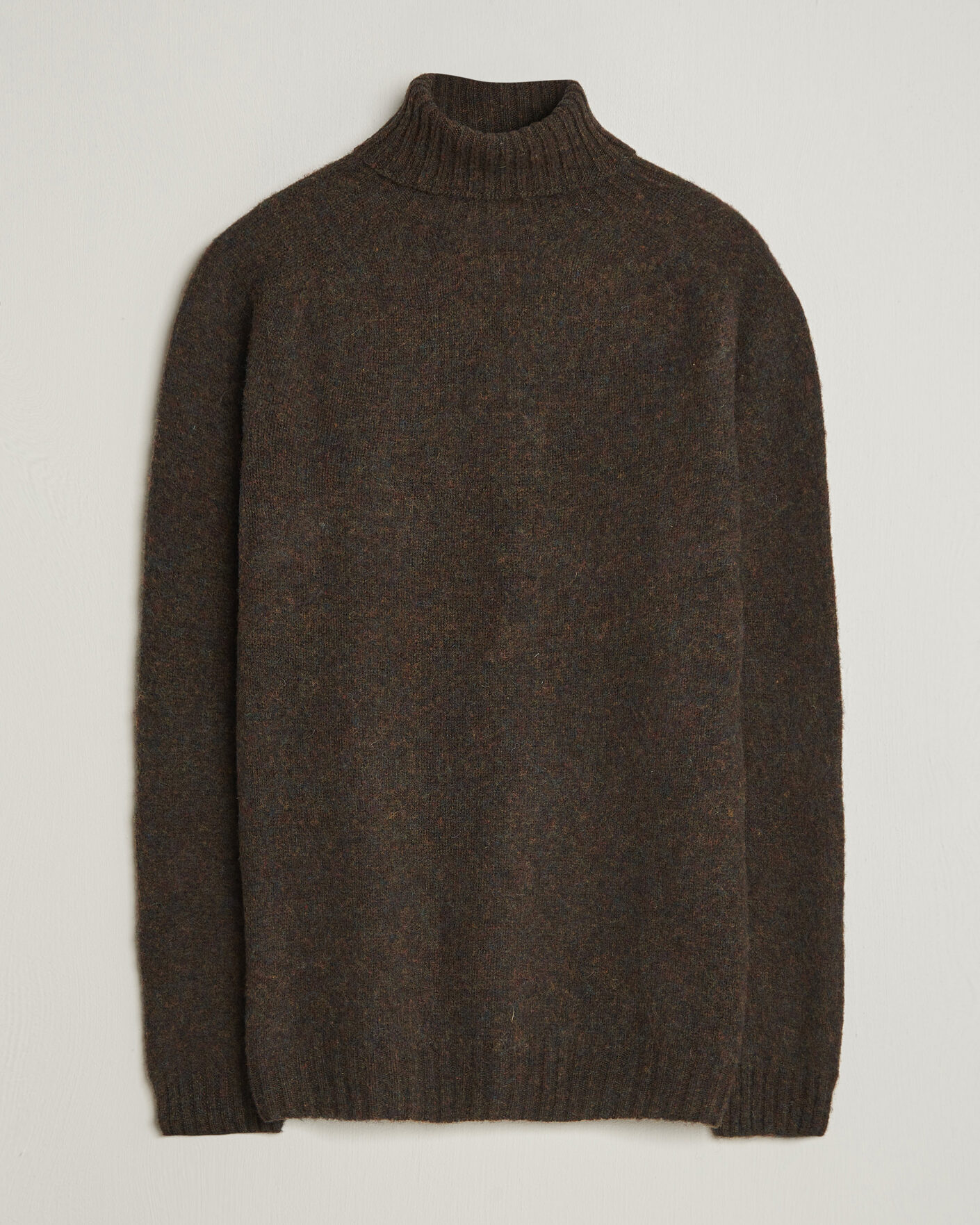 Uomini | Maglieria | Harley Of Scotland | Brushed Supersoft Lambswool Rollneck Carob