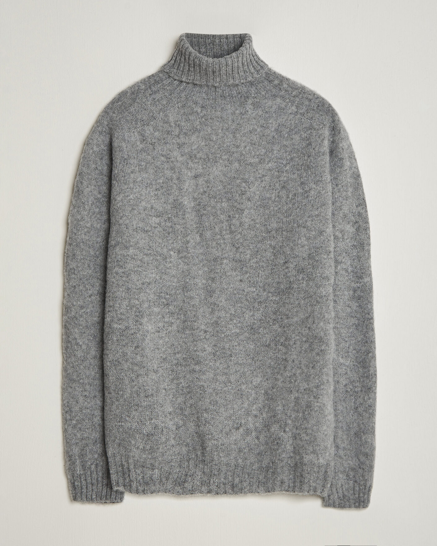 Uomini | Maglieria | Harley Of Scotland | Brushed Supersoft Lambswool Rollneck Mid Grey