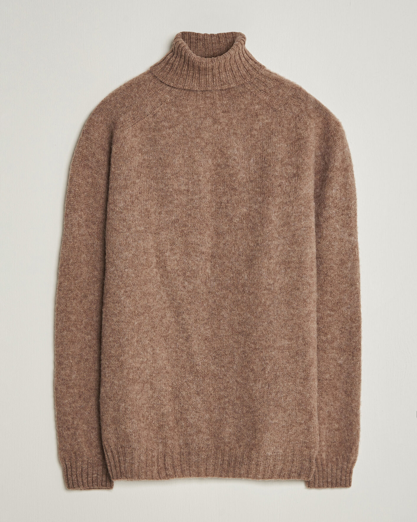Uomini | Maglieria | Harley Of Scotland | Brushed Supersoft Lambswool Rollneck Tundra