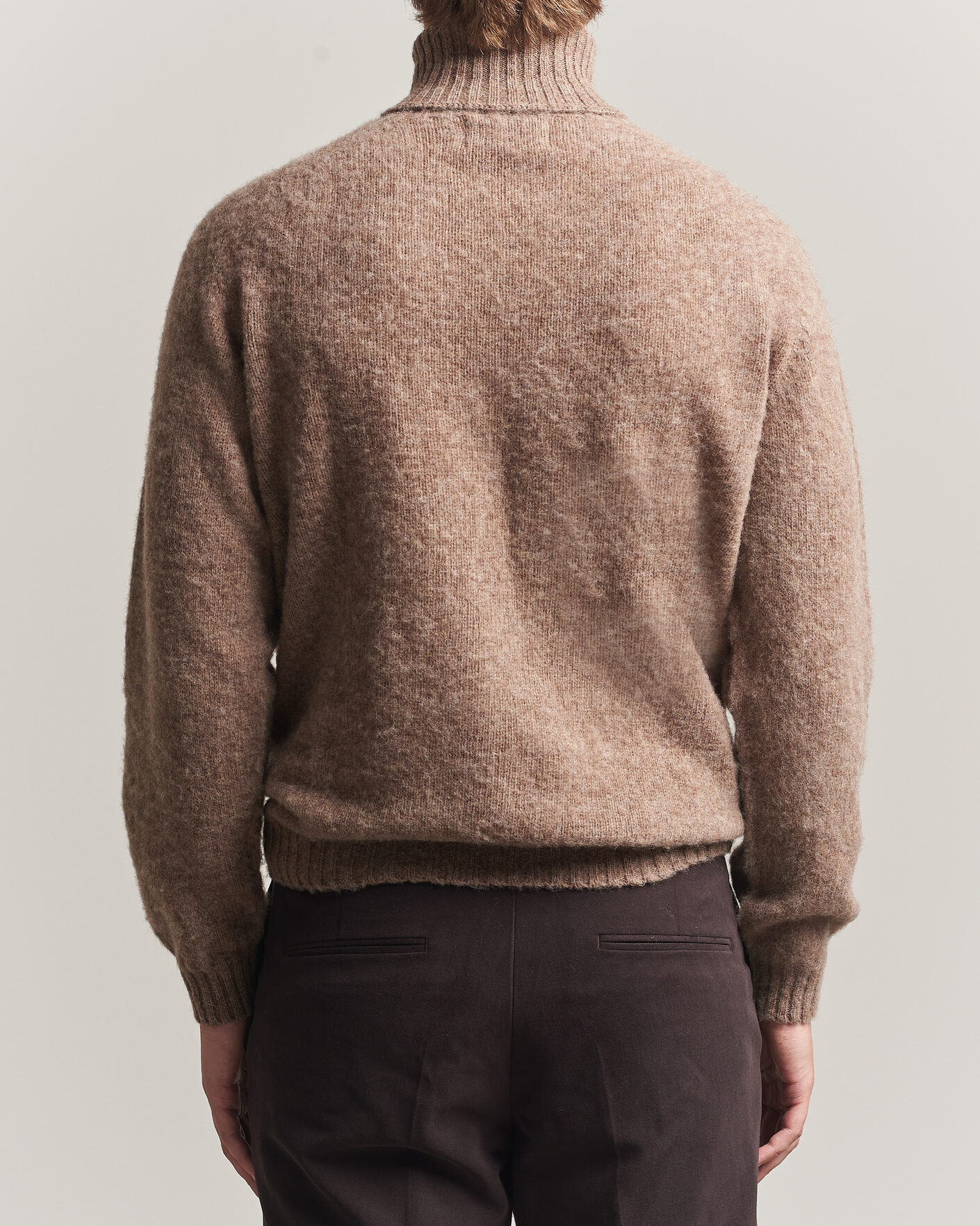 Uomini | Maglieria | Harley Of Scotland | Brushed Supersoft Lambswool Rollneck Tundra