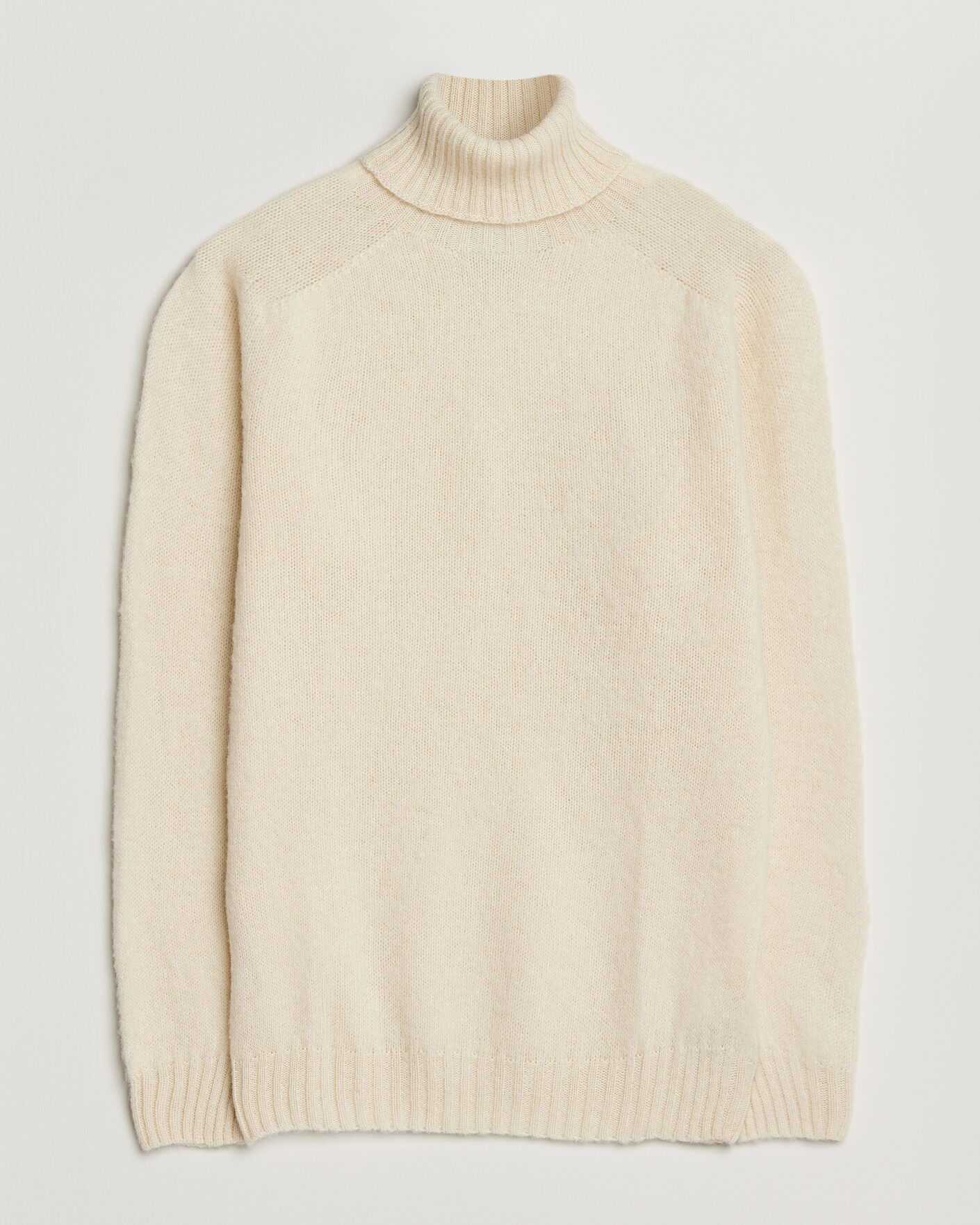 Uomini | Maglieria | Harley Of Scotland | Brushed Supersoft Lambswool Rollneck Vanilla
