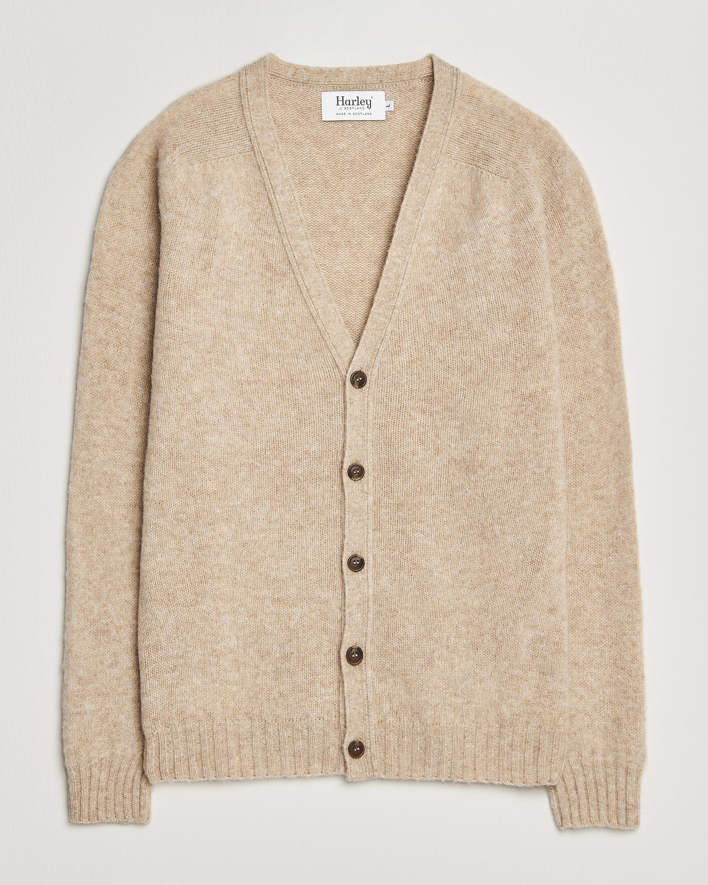 Uomini | Maglieria | Harley Of Scotland | Brushed Supersoft Lambswool Cardigan Calico