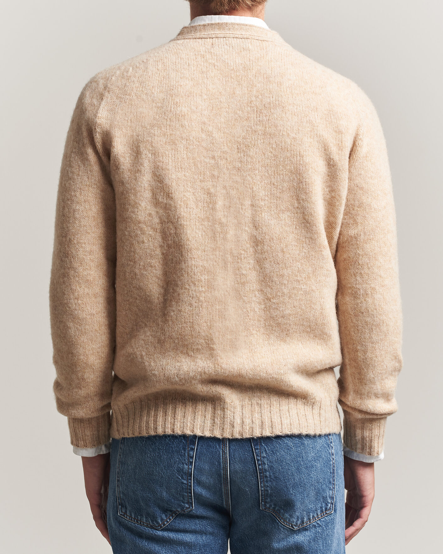 Uomini | Maglieria | Harley Of Scotland | Brushed Supersoft Lambswool Cardigan Calico