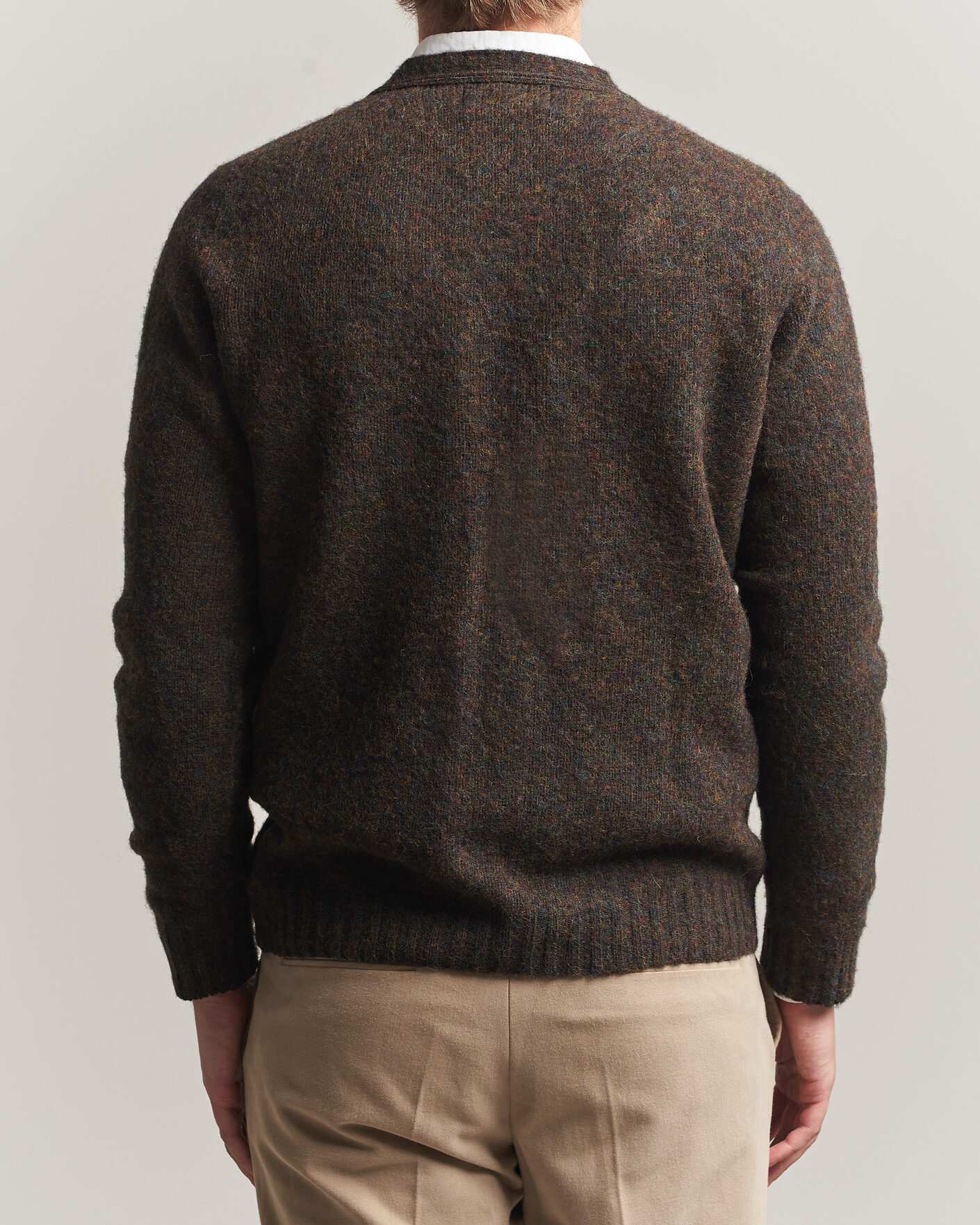 Uomini | Maglieria | Harley Of Scotland | Brushed Supersoft Lambswool Cardigan Carob