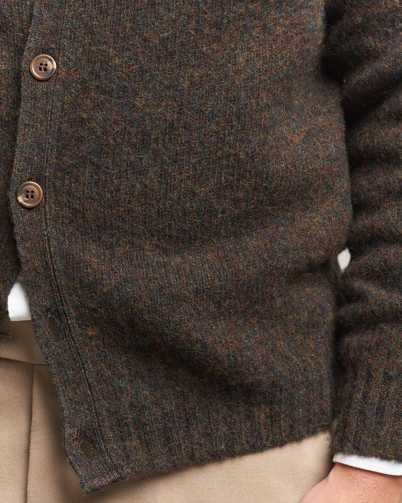 Uomini | Maglieria | Harley Of Scotland | Brushed Supersoft Lambswool Cardigan Carob