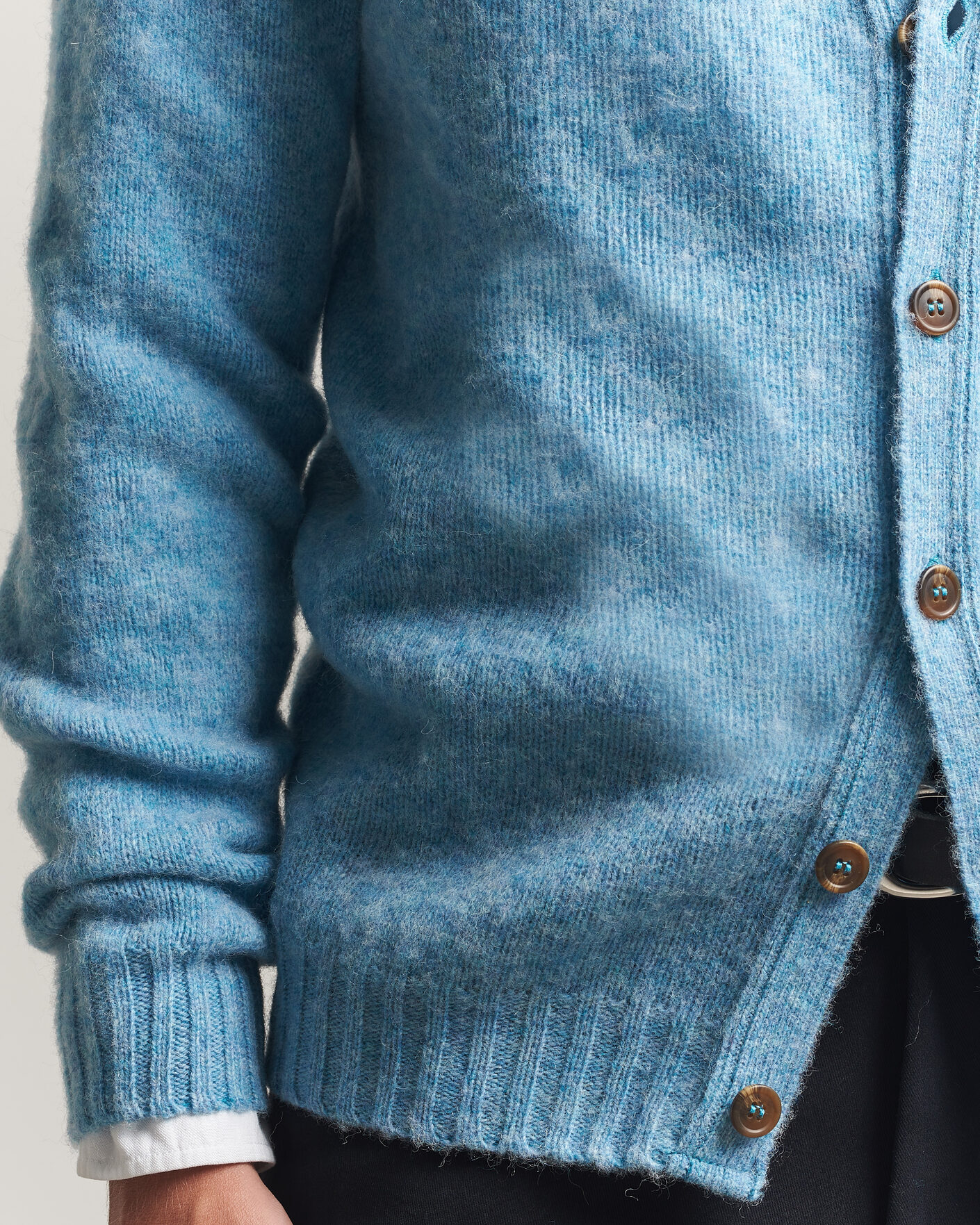 Uomini | Maglieria | Harley Of Scotland | Brushed Supersoft Lambswool Cardigan Loch Blue