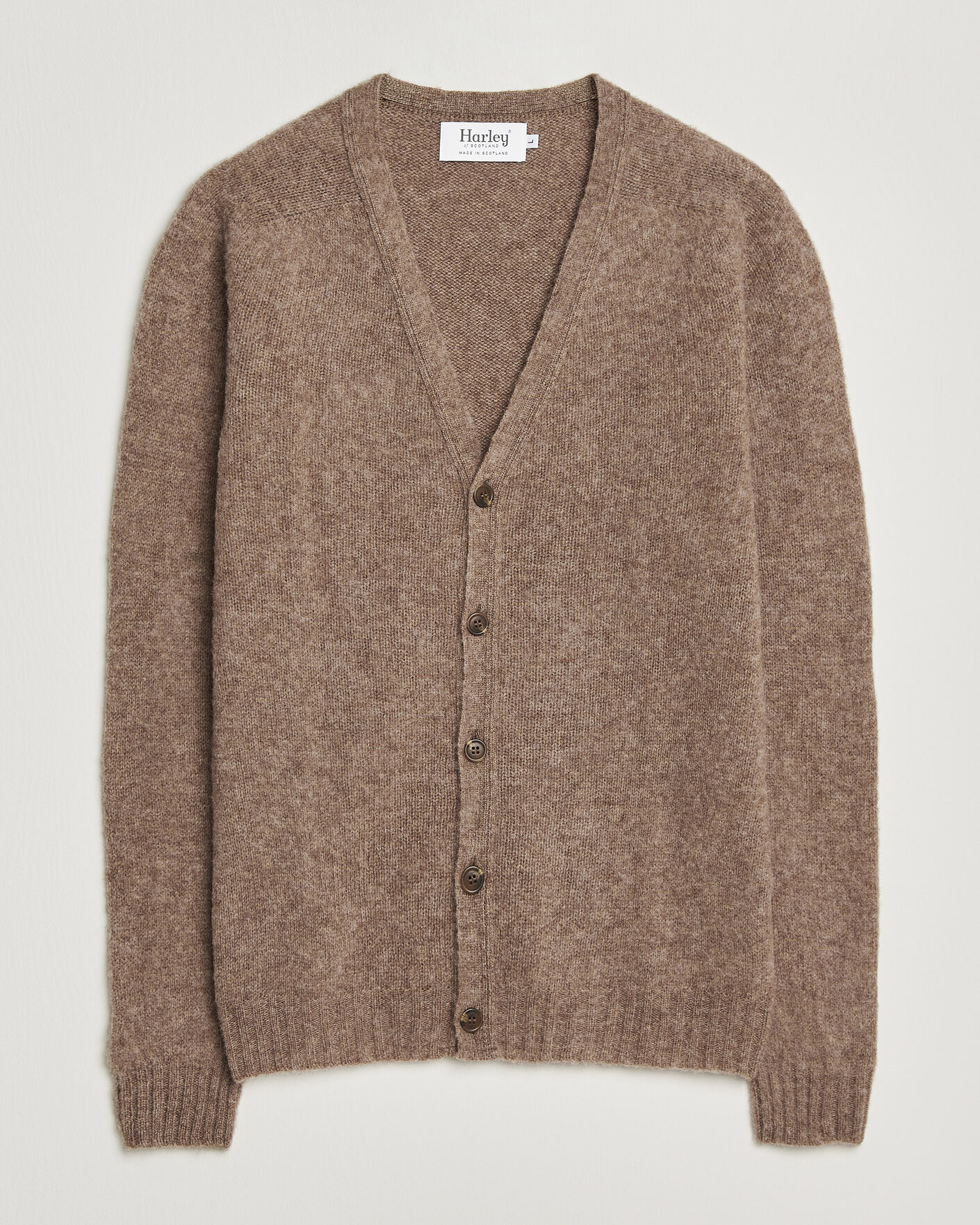 Uomini | Maglieria | Harley Of Scotland | Brushed Supersoft Lambswool Cardigan Tundra
