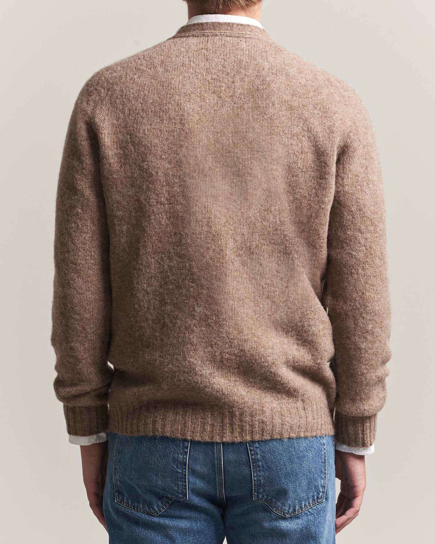 Uomini | Maglieria | Harley Of Scotland | Brushed Supersoft Lambswool Cardigan Tundra