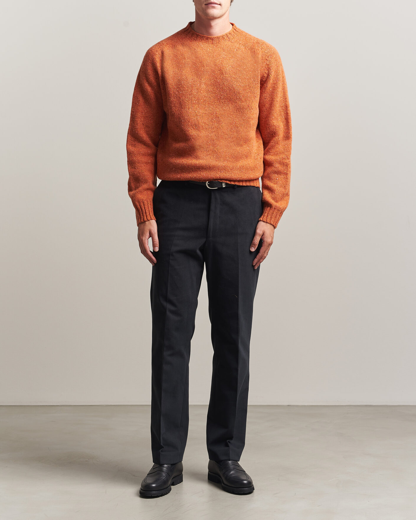 Uomini | Business & Beyond | Harley Of Scotland | Donegal Wool Crewneck Orange