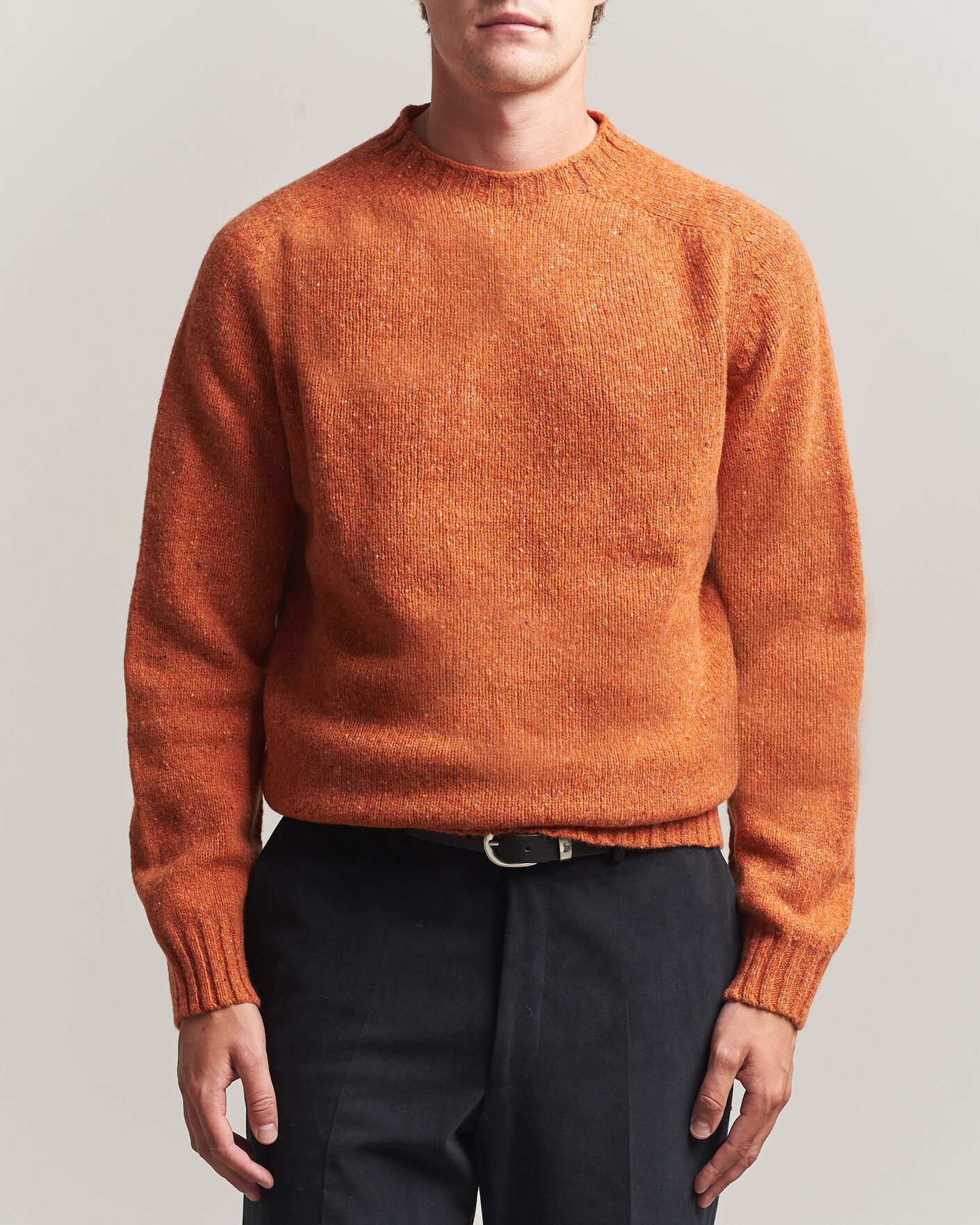 Uomini | Business & Beyond | Harley Of Scotland | Donegal Wool Crewneck Orange