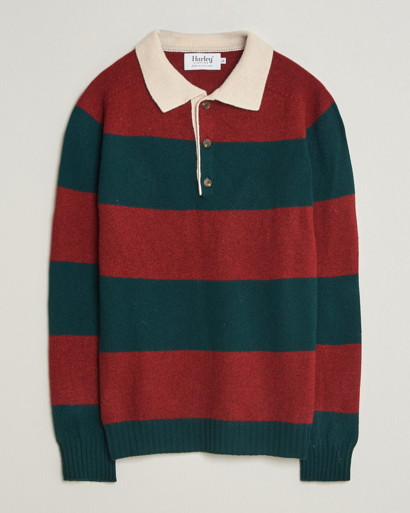 Uomini | Maglieria | Harley Of Scotland | Supersoft 2ply Lambswool Rugby Green/Red
