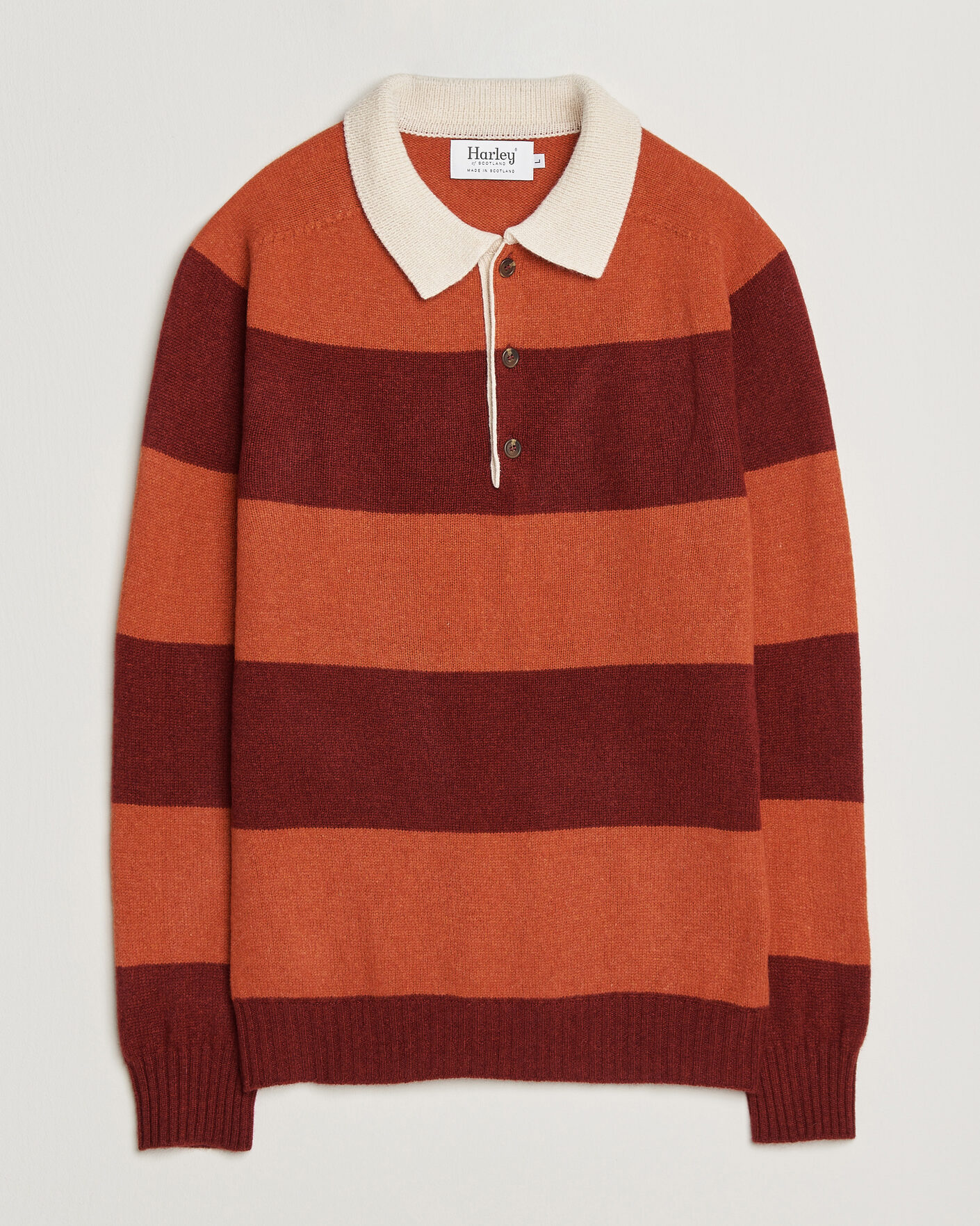 Uomini | Maglieria | Harley Of Scotland | Supersoft 2ply Lambswool Rugby Red/Orange