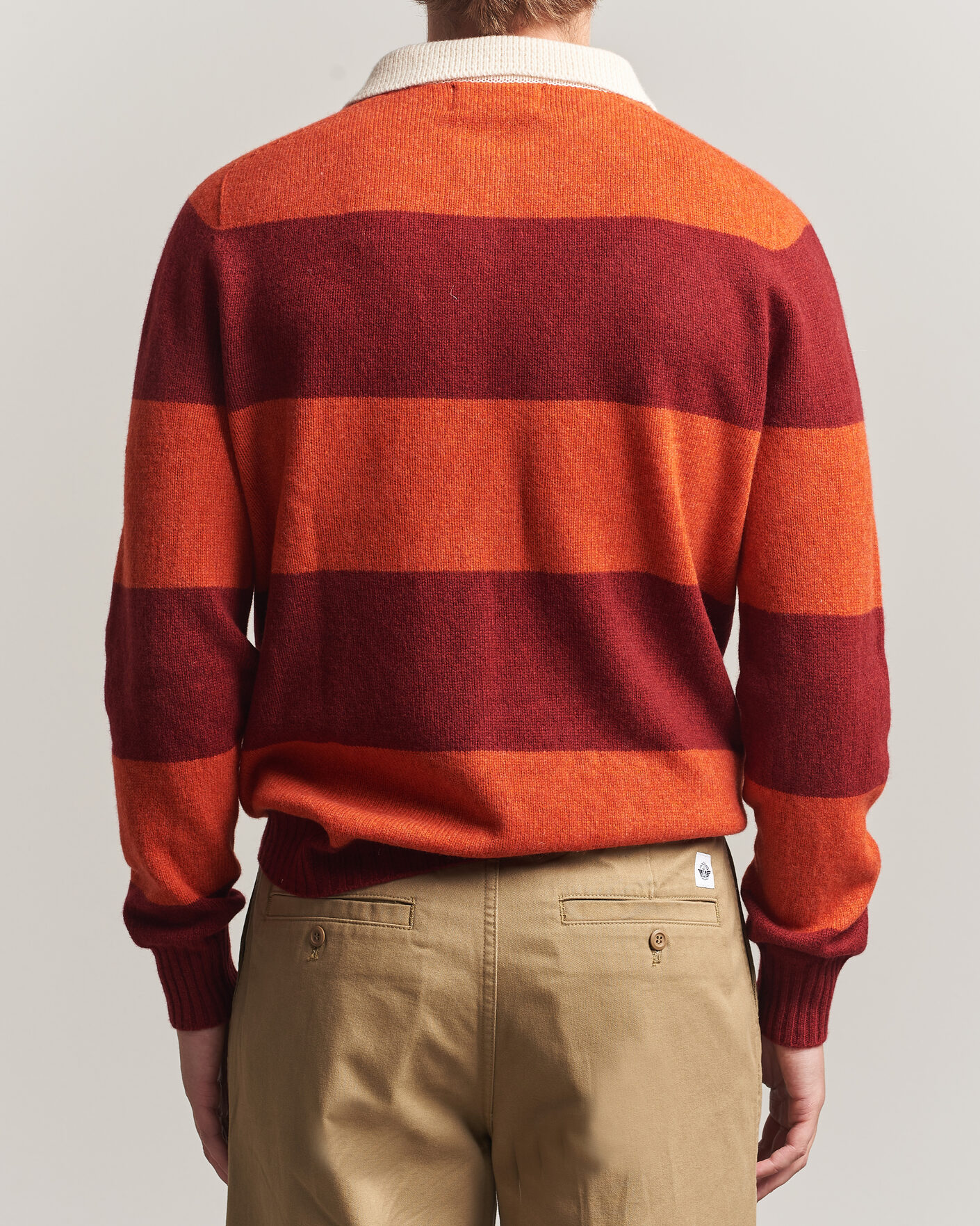 Uomini | Maglieria | Harley Of Scotland | Supersoft 2ply Lambswool Rugby Red/Orange