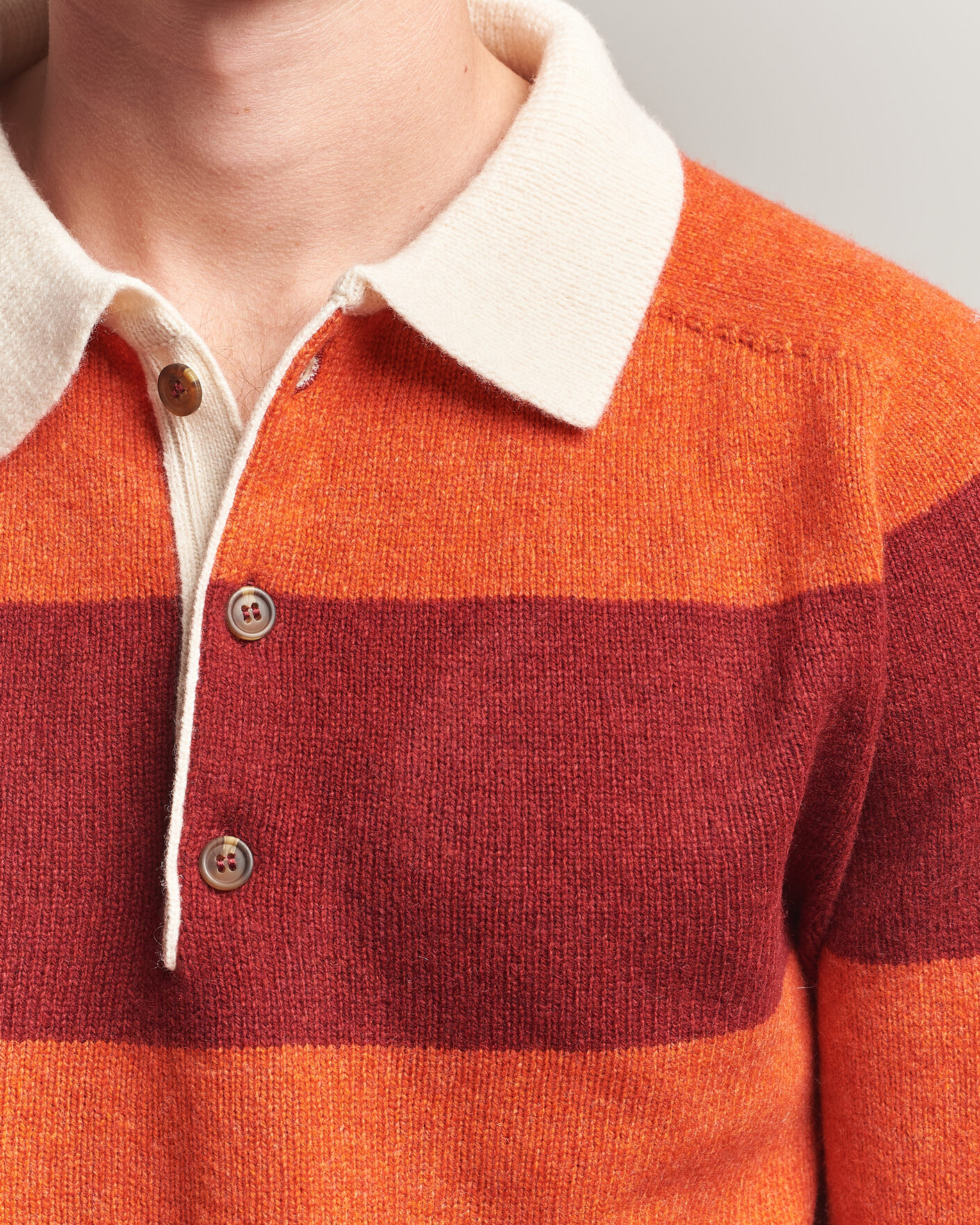Uomini | Maglieria | Harley Of Scotland | Supersoft 2ply Lambswool Rugby Red/Orange