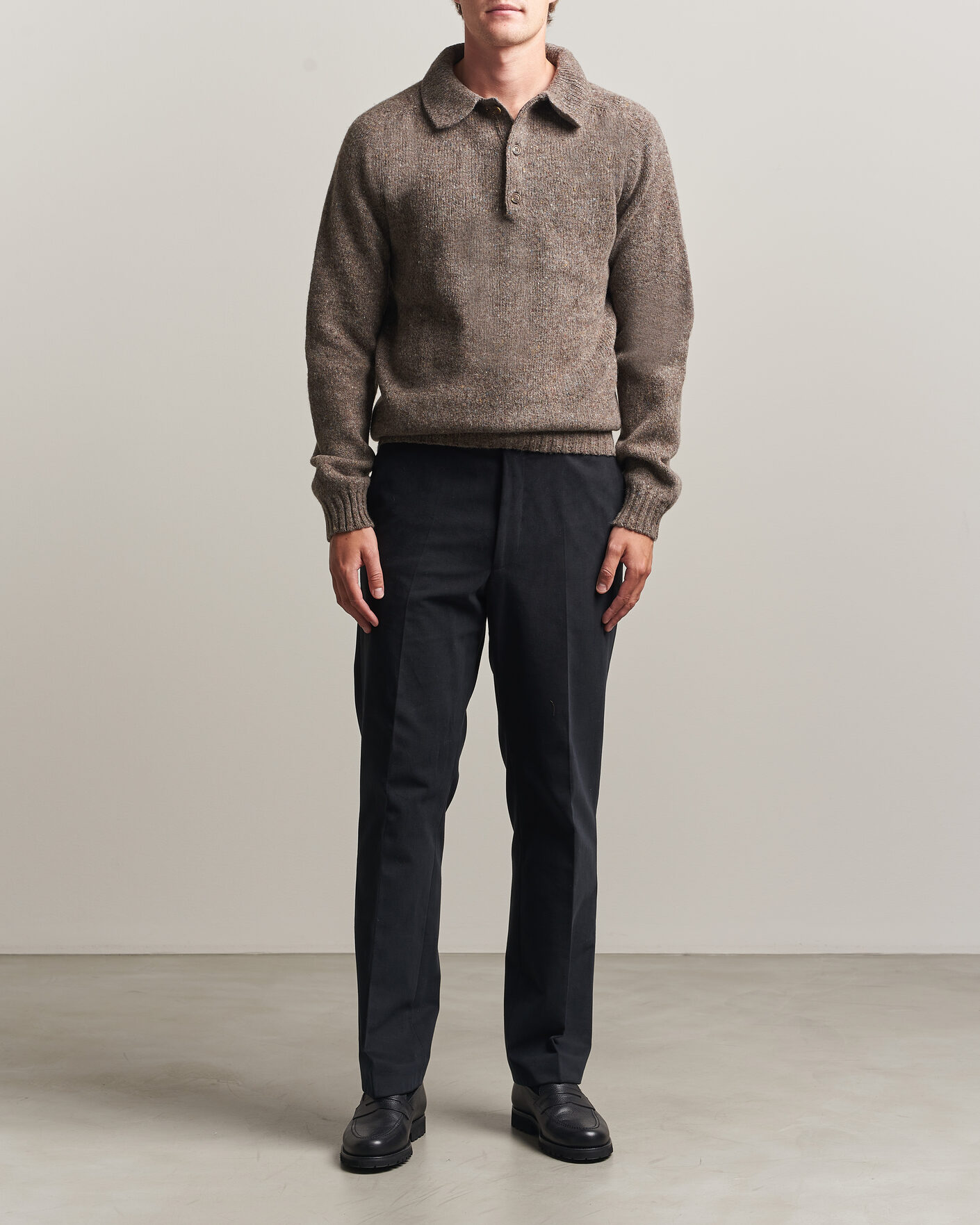 Uomini | Maglieria | Harley Of Scotland | Donegal Wool Polo Brown