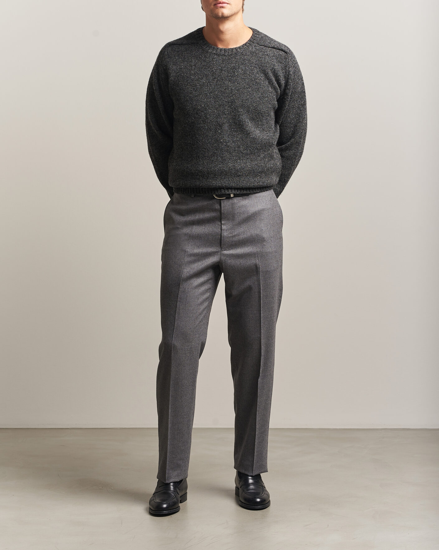 Uomini | Pantaloni | Kamakura Shirts | Saxony Wool Ivy Trousers Mid Gray