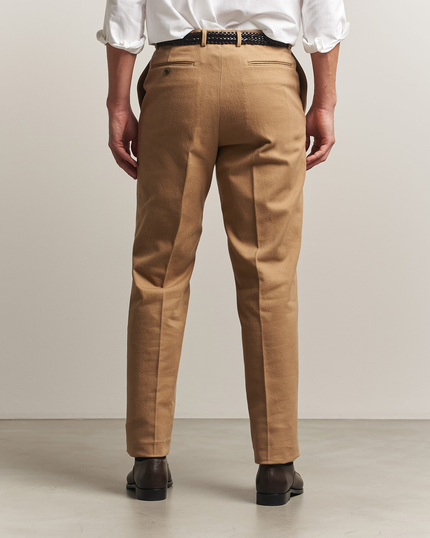 Uomini | Pantaloni | Kamakura Shirts | Brushed Cotton Twill Ivy Trousers Beige