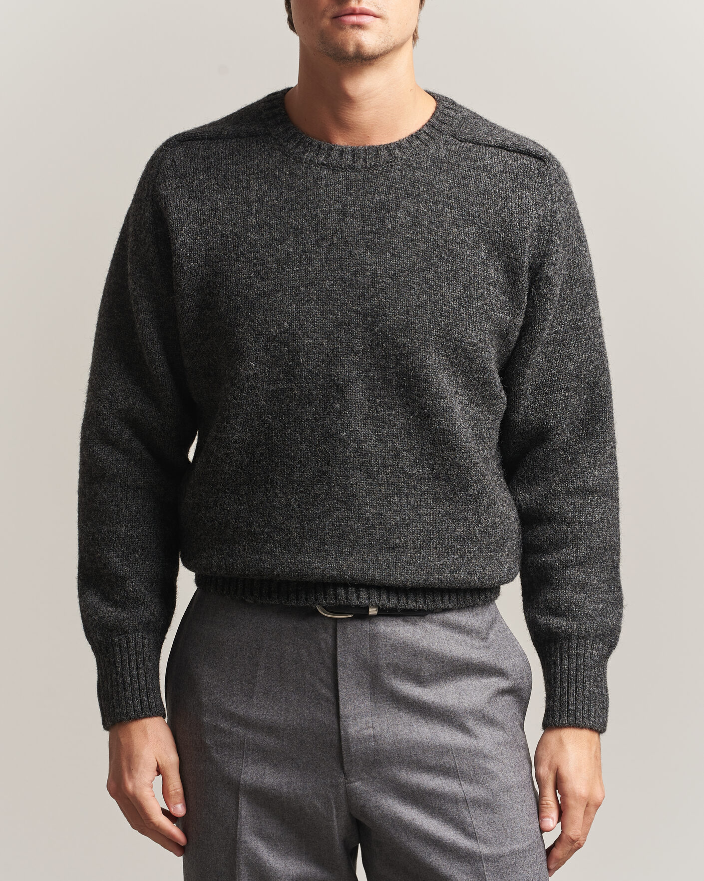 Uomini | Maglieria | Kamakura Shirts | 5 Gauge Shetland Sweater Gray