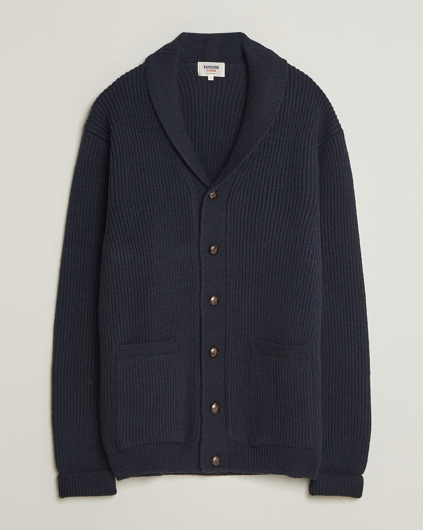 Uomini | Maglieria | Kamakura Shirts | McQueen Shawl Collar Cardigan Navy