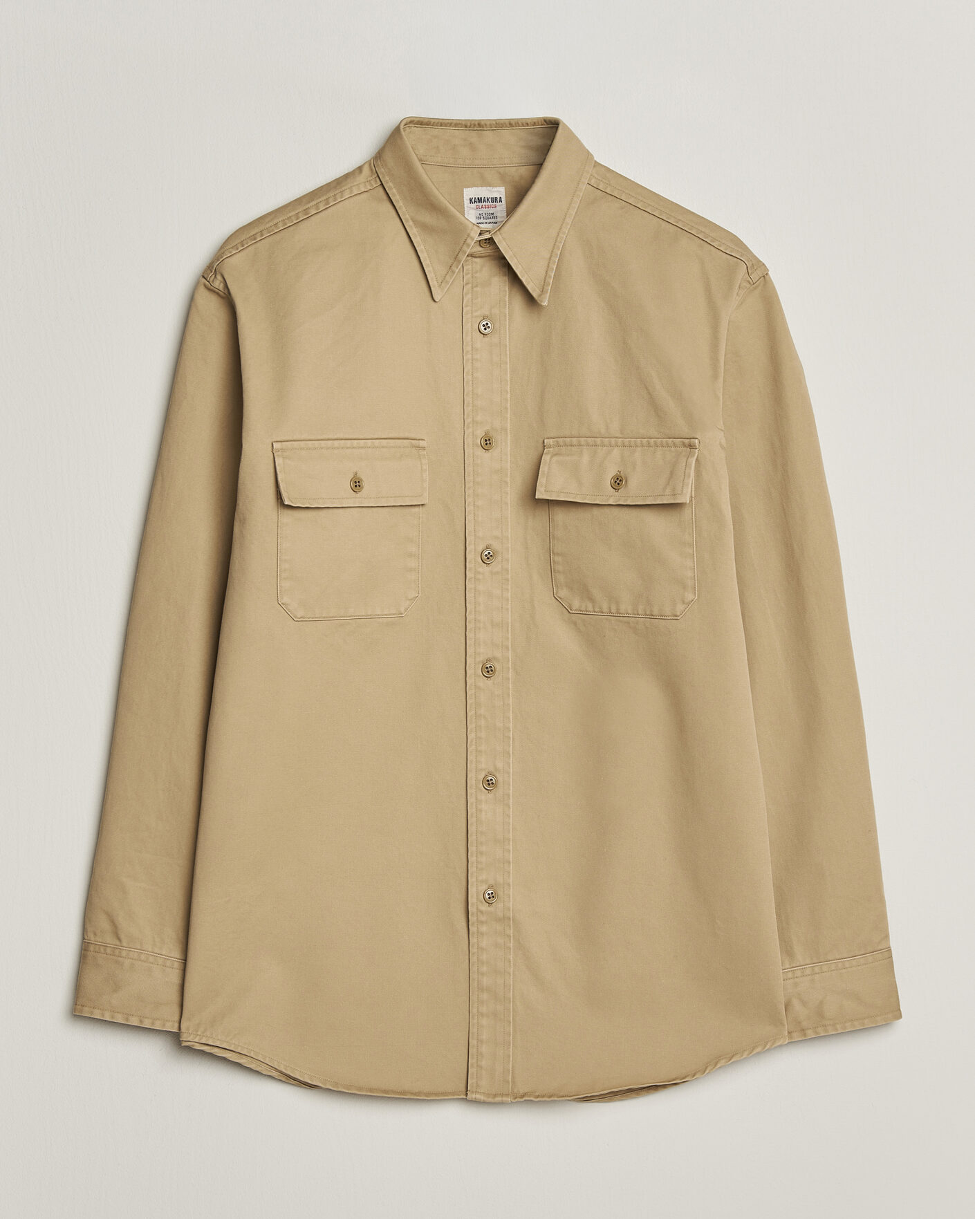 Uomini | Camicie | Kamakura Shirts | Cotton Twill CPO Overshirt Beige