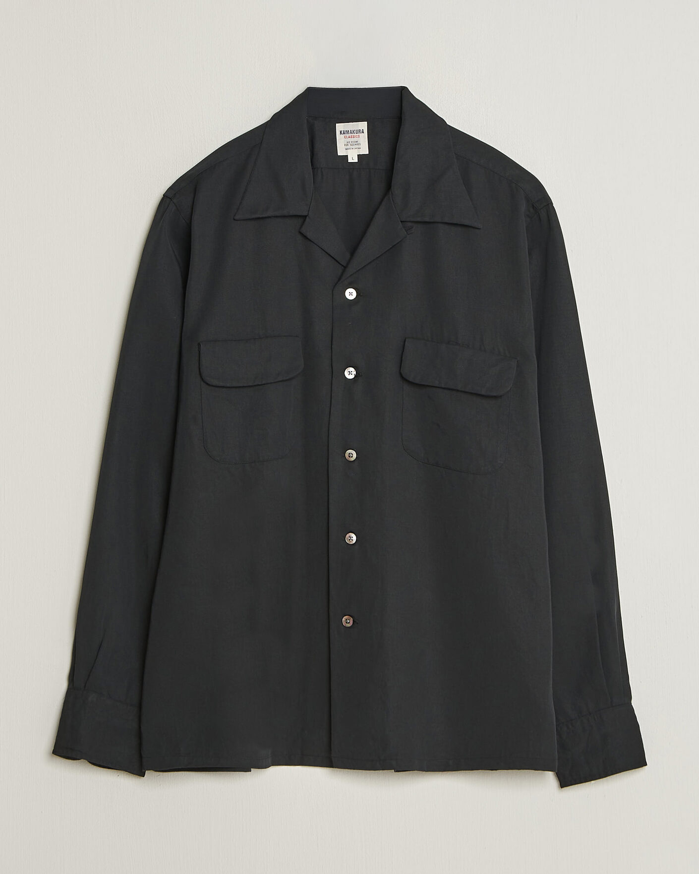 Uomini | Camicie | Kamakura Shirts | Vintage Open Collar Shirt Black