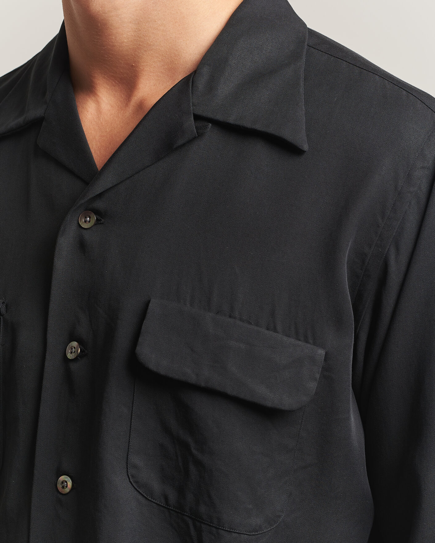 Uomini | Camicie | Kamakura Shirts | Vintage Open Collar Shirt Black