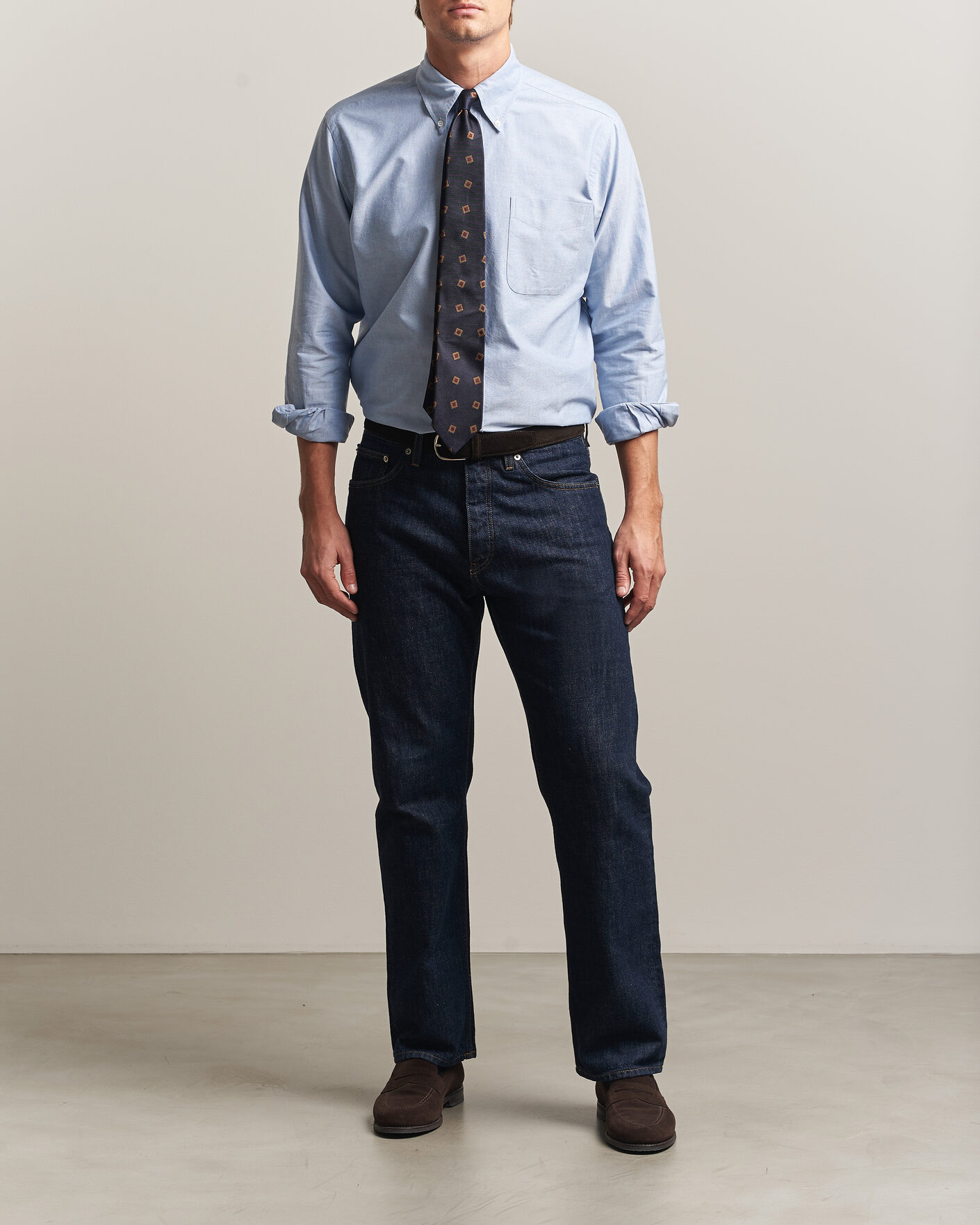 Uomini | Camicie | Kamakura Shirts | Ametora Japanese Oxford BD Shirt Light Blue