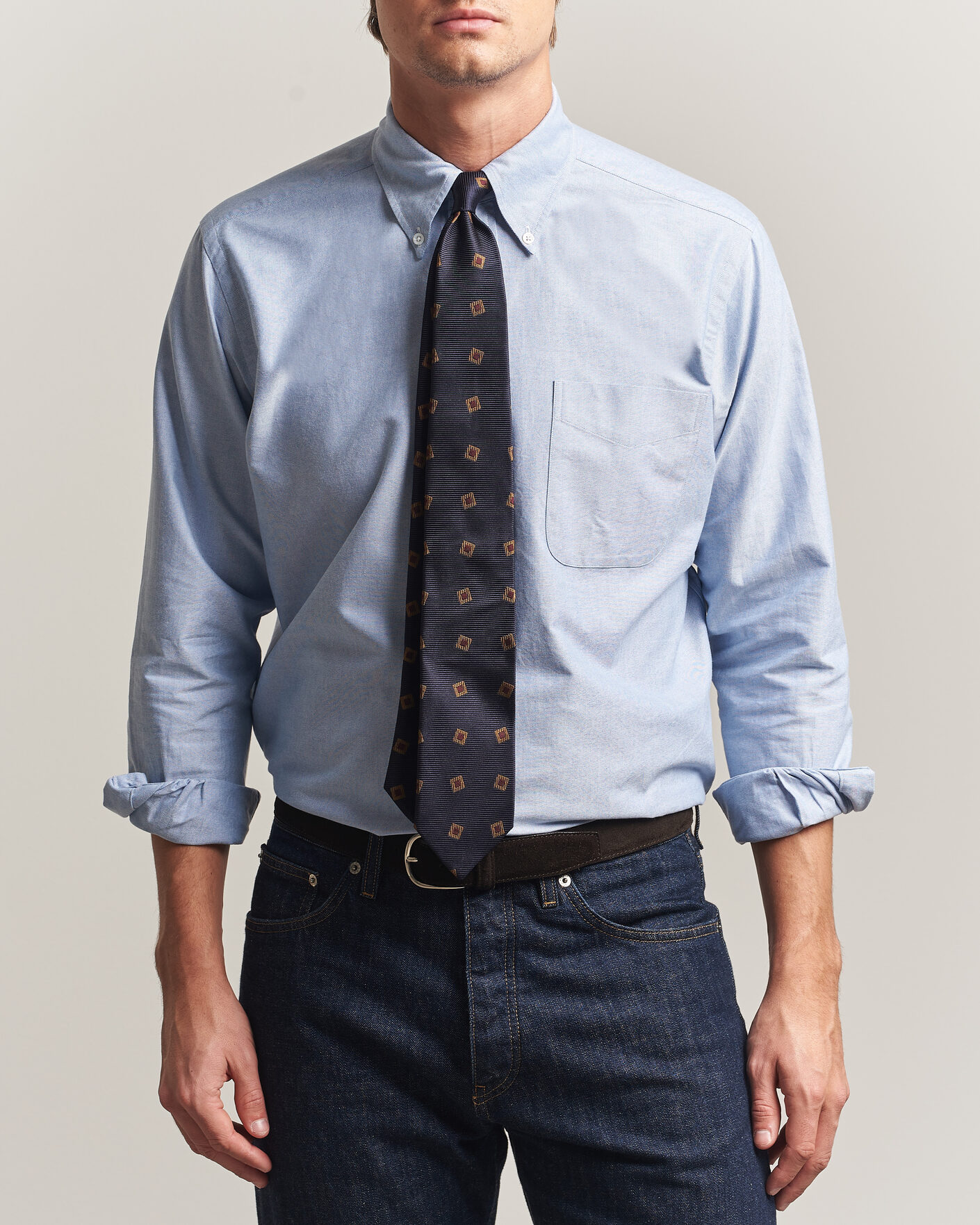 Uomini | Camicie | Kamakura Shirts | Ametora Japanese Oxford BD Shirt Light Blue