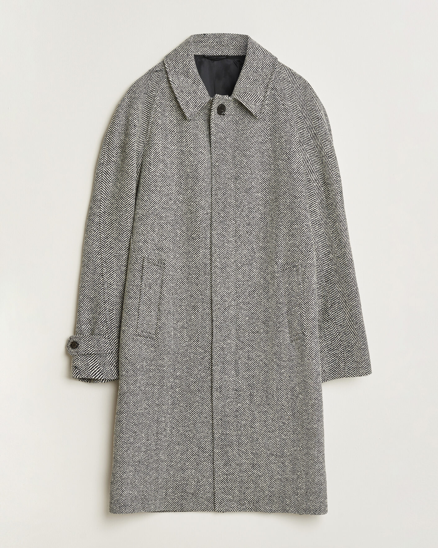 Uomini | Giacche | Lardini | Wool Herringbone Raglan Coat Dark Grey