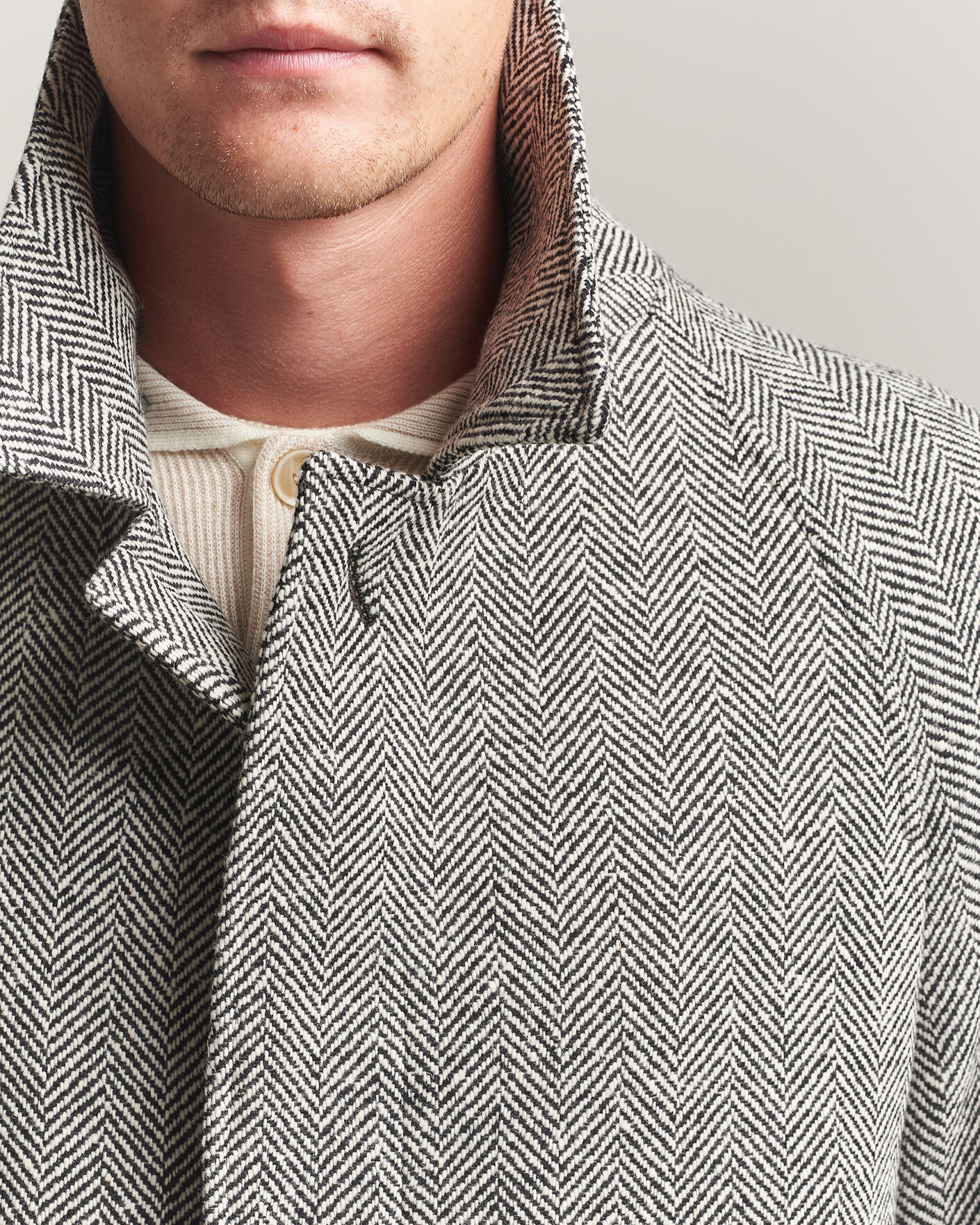 Uomini | Giacche | Lardini | Wool Herringbone Raglan Coat Dark Grey