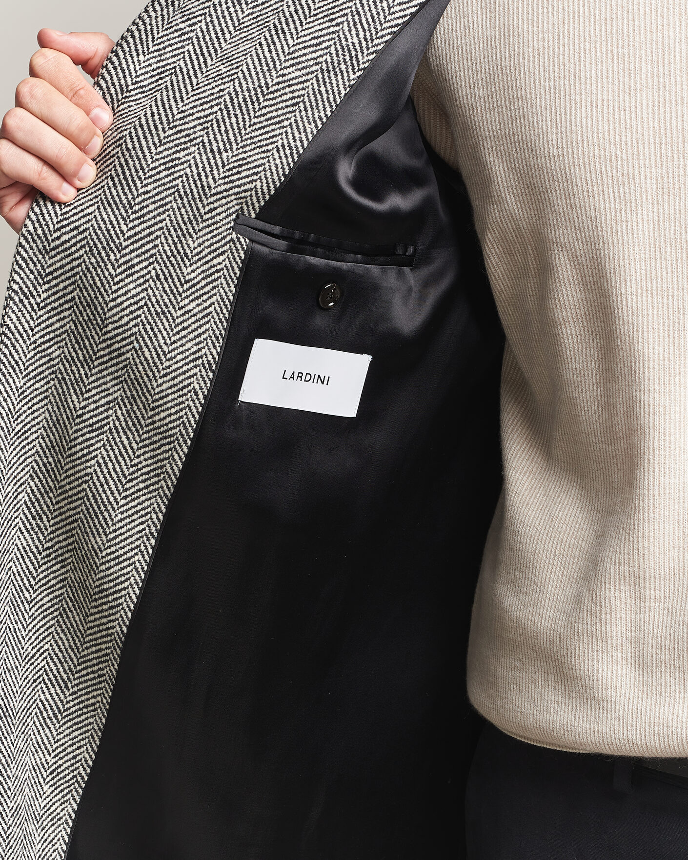 Uomini | Giacche | Lardini | Wool Herringbone Raglan Coat Dark Grey