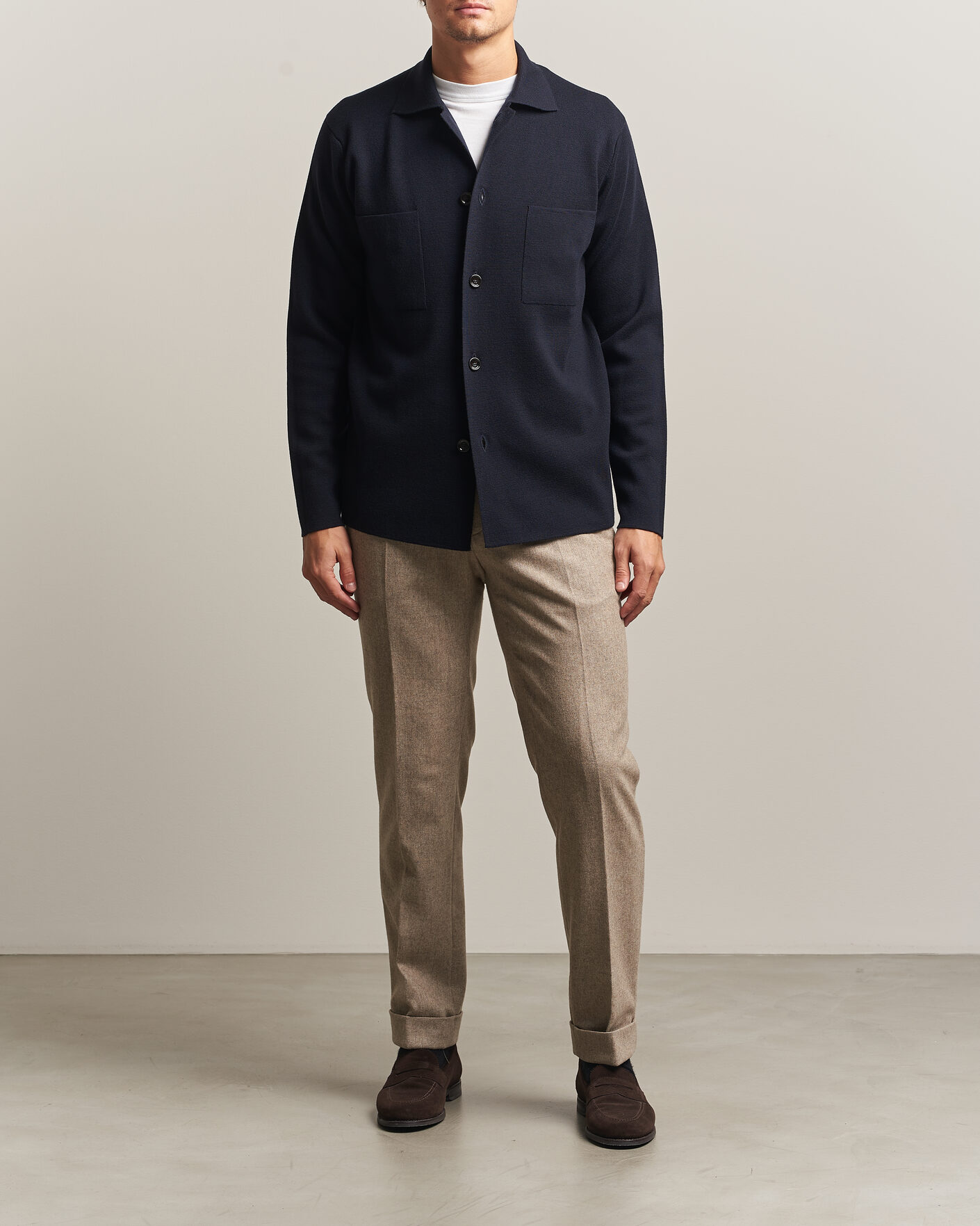 Uomini | Camicie | Lardini | Knitted Pocket Overshirt Navy
