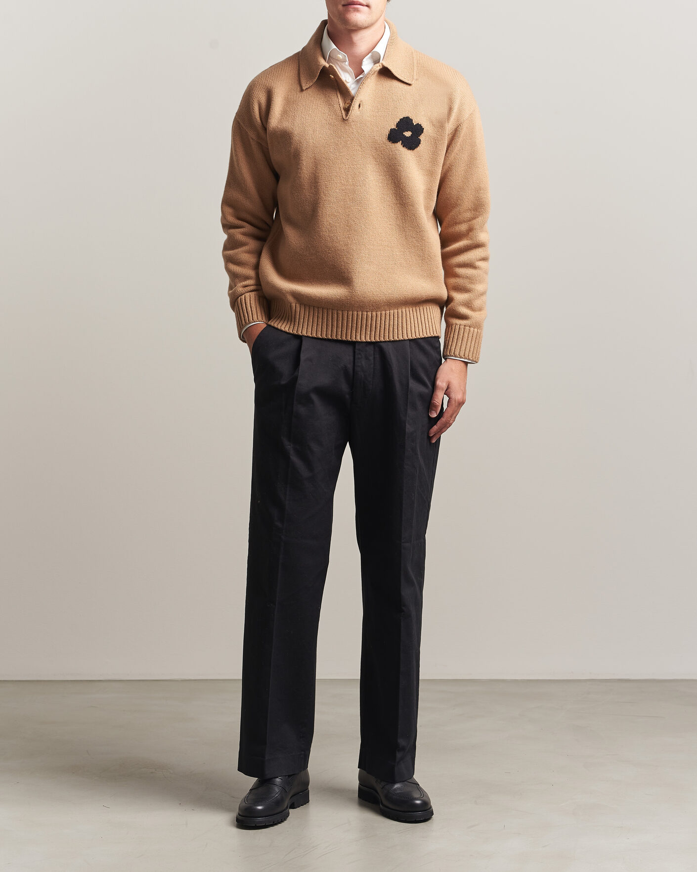 Uomini | Maglieria | Lardini | Knitted Wool/Cashmere Polo Brown